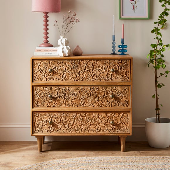 Jules Hand Carved 3 Drawer Chest