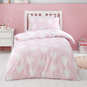 Catherine Lansfield Hearts 100 Brushed Cotton Duvet Cover & Pillowcase Set