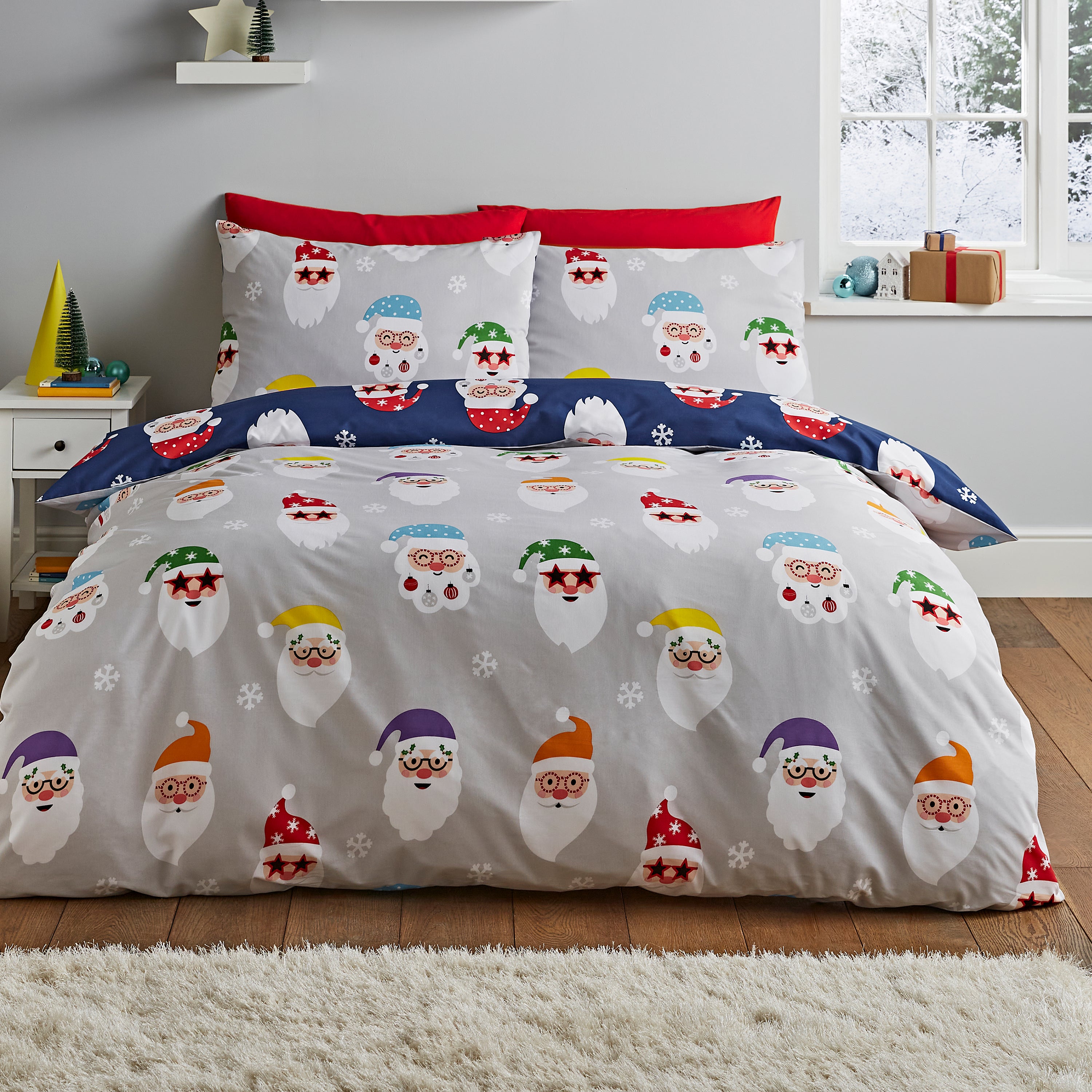 Photos - Bed Linen Catherine Lansfield Christmas Santa Spec-Tacular Duvet Cover and Pillowcas 