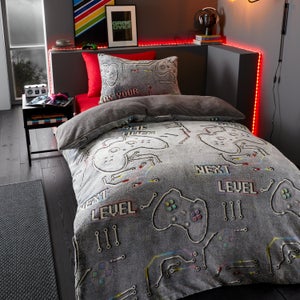 Catherine Lansfield Game Over Fleece Duvet Cover And Pillowcase Set