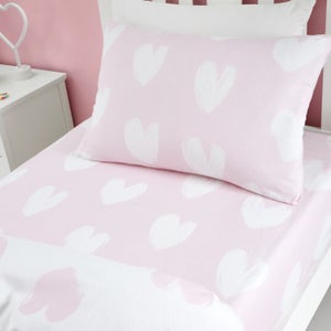 Catherine Lansfield Hearts 100 Brushed Cotton Fitted Sheet