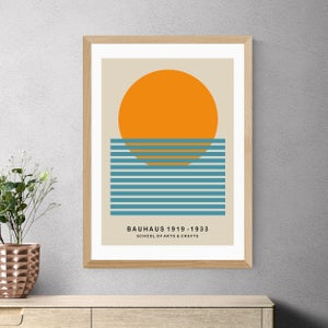East End Prints Mid Century Sun Bauhaus By Luxe Poster Co