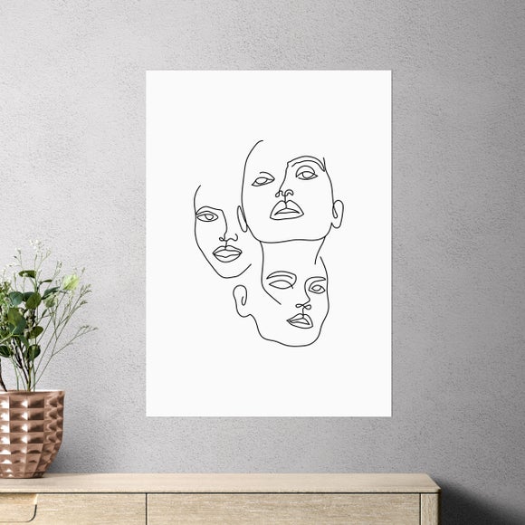 East End Prints Three Line Art Faces by Sundry Society