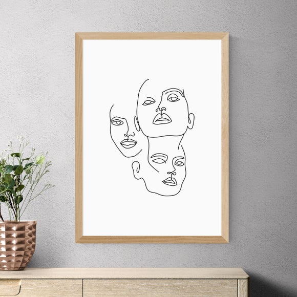 East End Prints Three Line Art Faces by Sundry Society