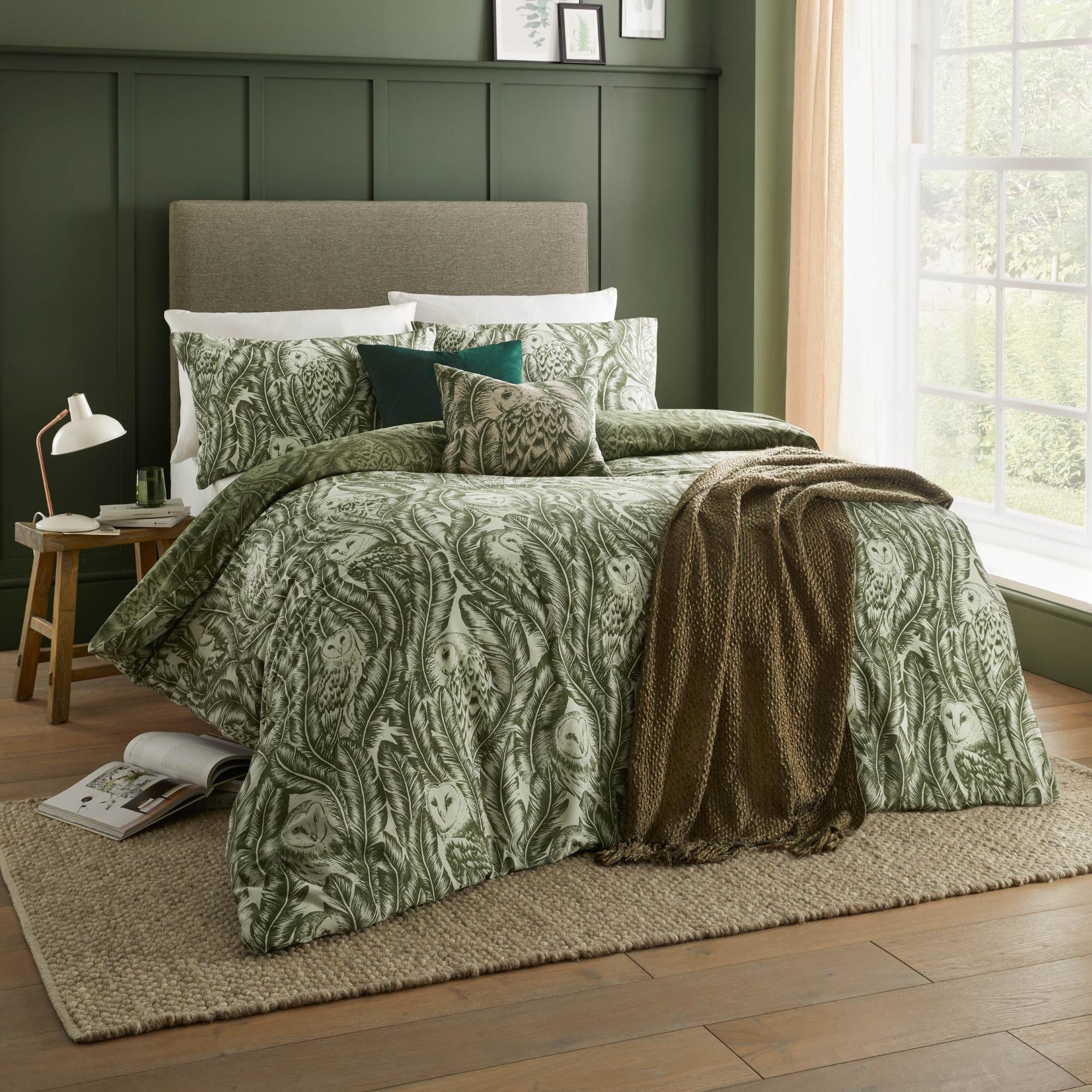 Wylder Nature Albus Reversible Duvet Cover And Pillowcase Set Green