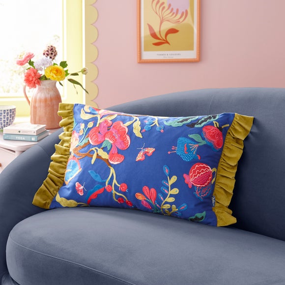 Sophie Robinson Forgotten Garden Crewel Cotton Cushion