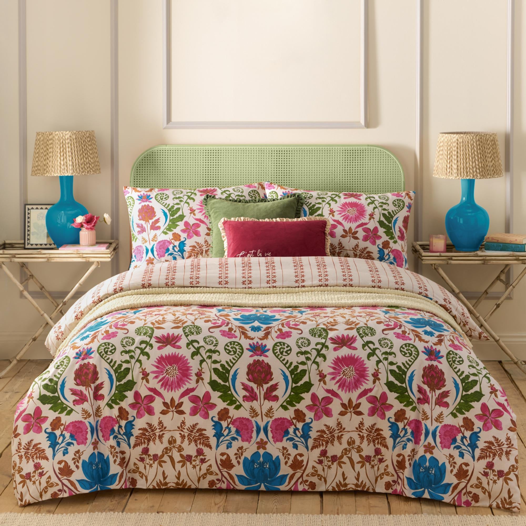 Furn Curious Lotus Reversible Duvet Cover And Pillowcase Set Multicoloured