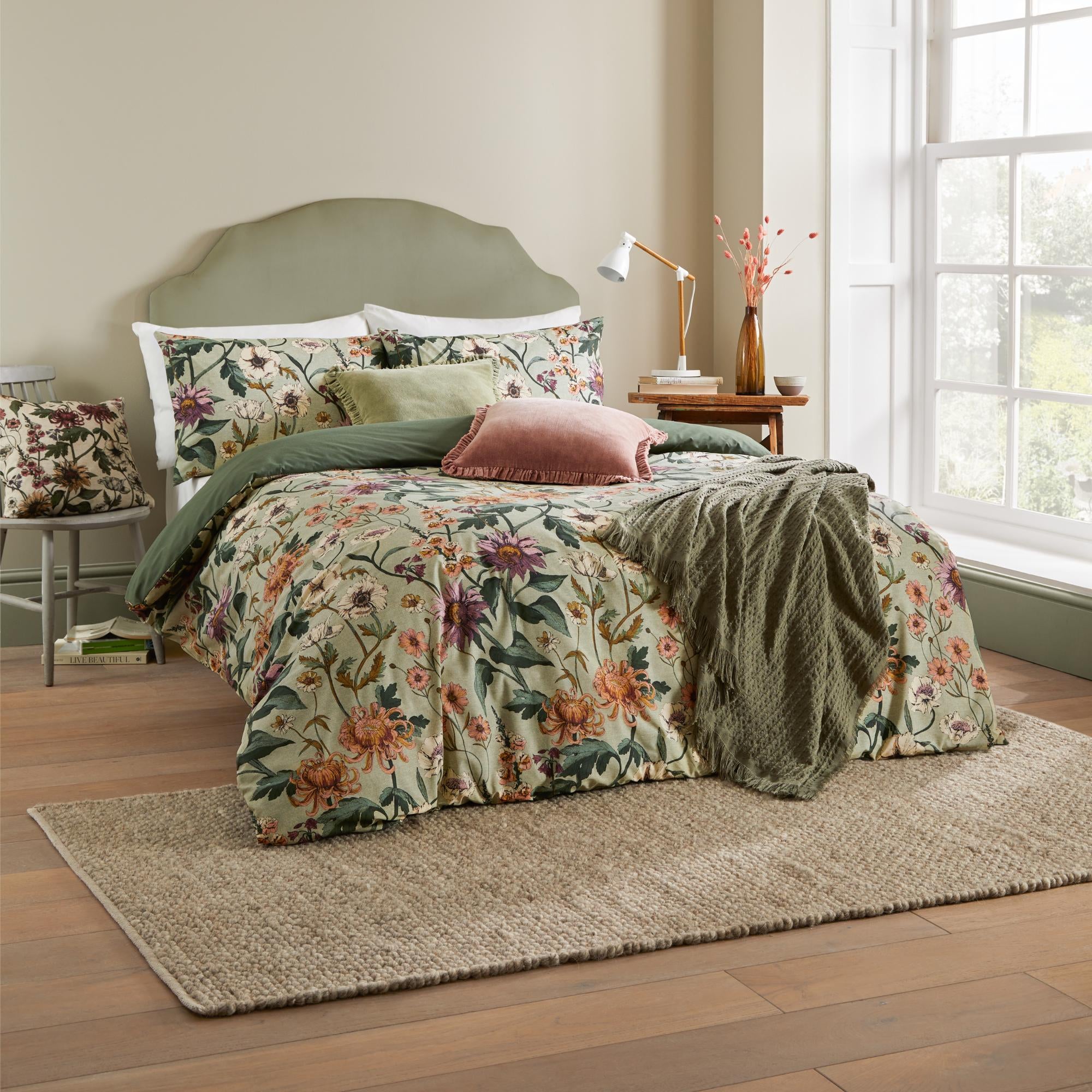 Wylder Nature Wallflower Reversible Duvet Cover And Pillowcase Set Green