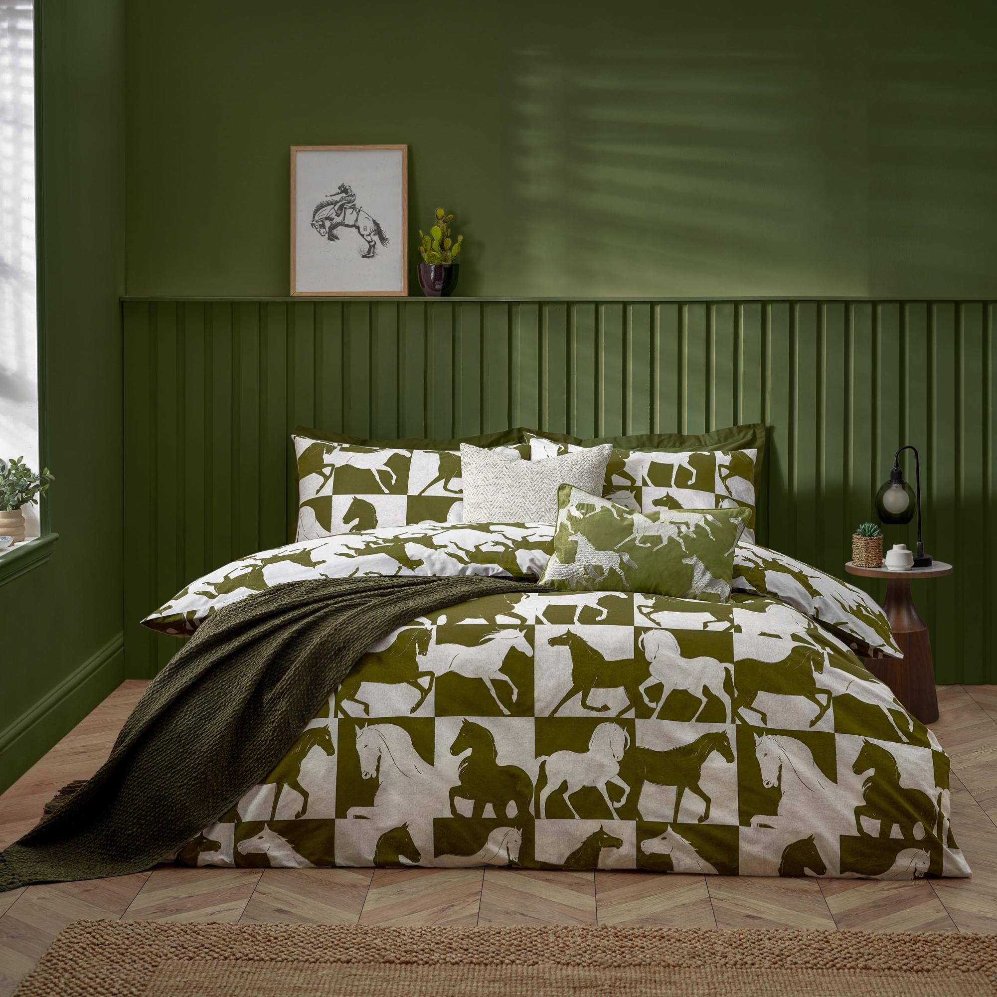 Furn Herve Reversible Duvet Cover And Pillowcase Set Olive