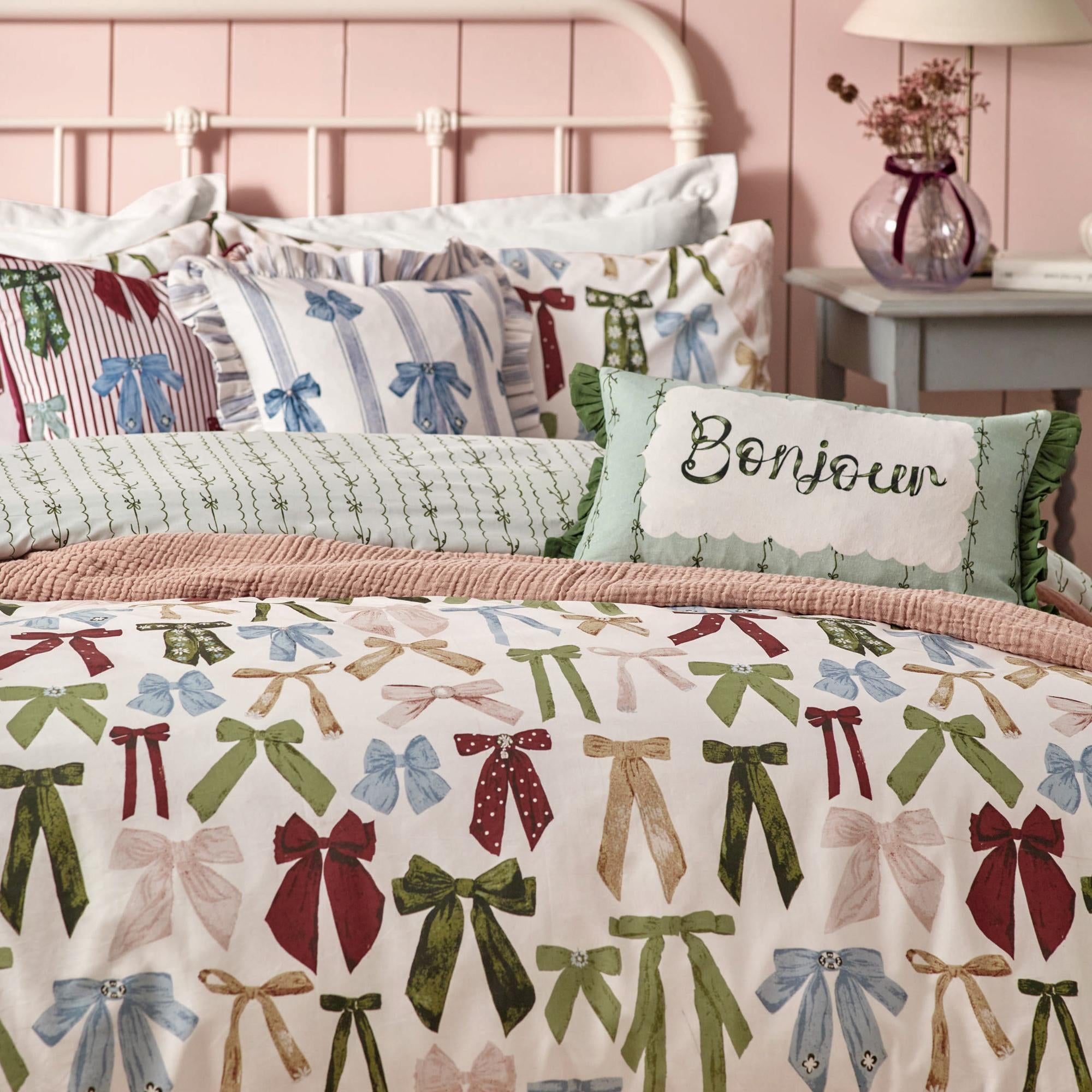 Furn Noortje Bows Reversible Duvet Cover and Pillowcase Set | Dunelm