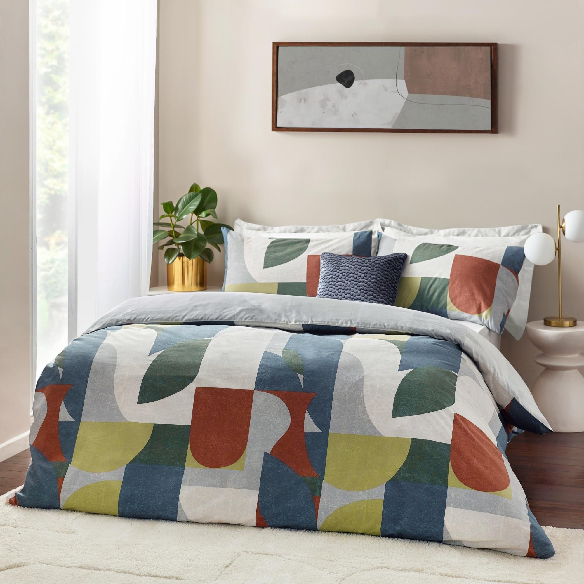 Hoem Siresa Reversible Duvet Cover And Pillowcase Set Multicoloured