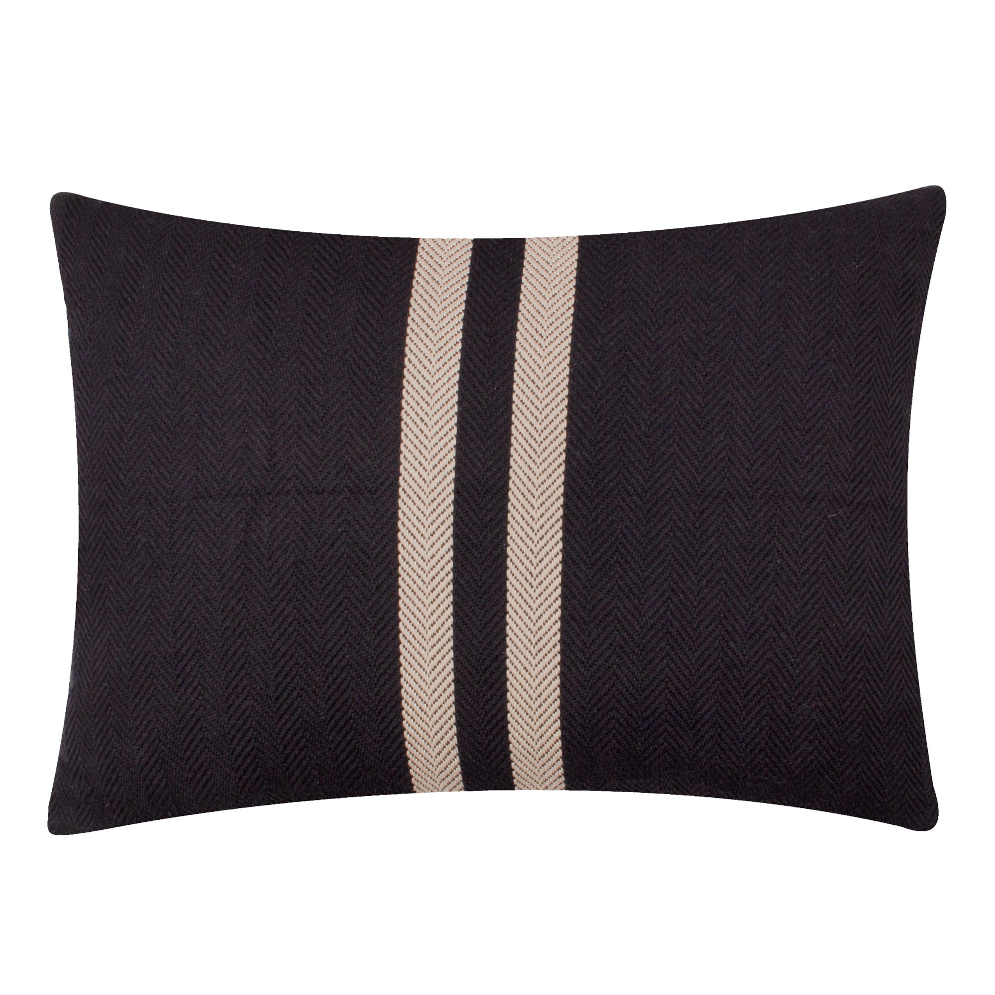 Benton Herringbone Rectangular Cushion Black