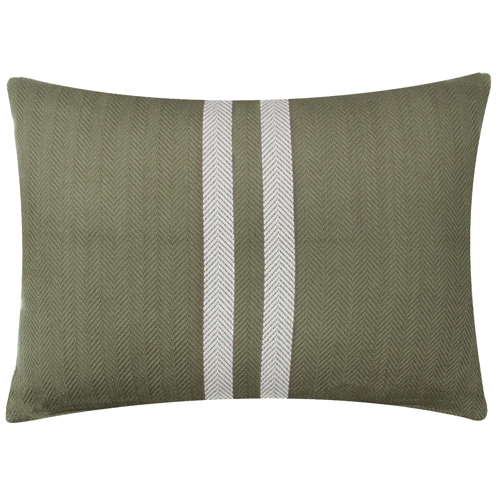 Benton Herringbone Rectangular Cushion Khaki Green