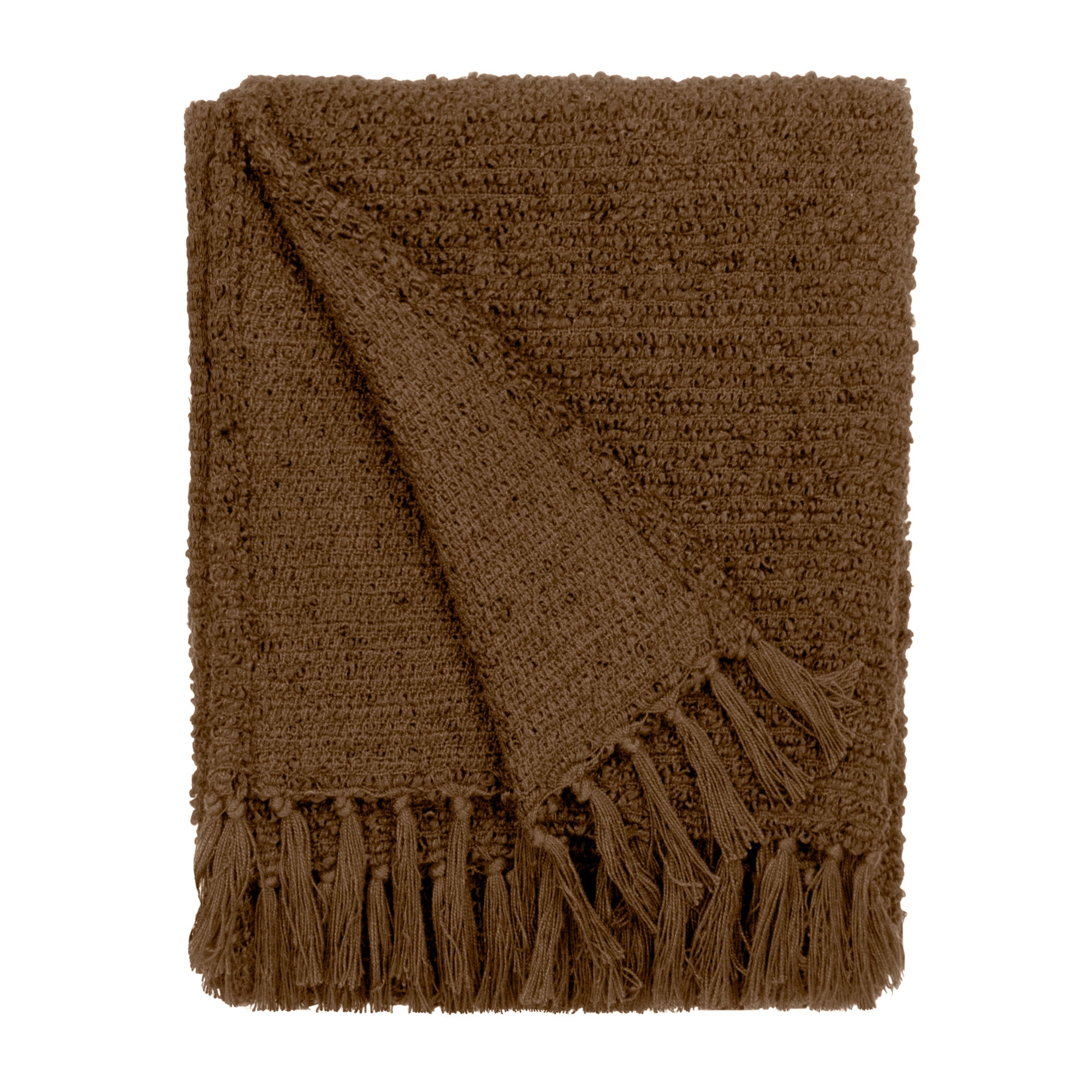 Candar Cosy Woven Tassel Throw Cocoa