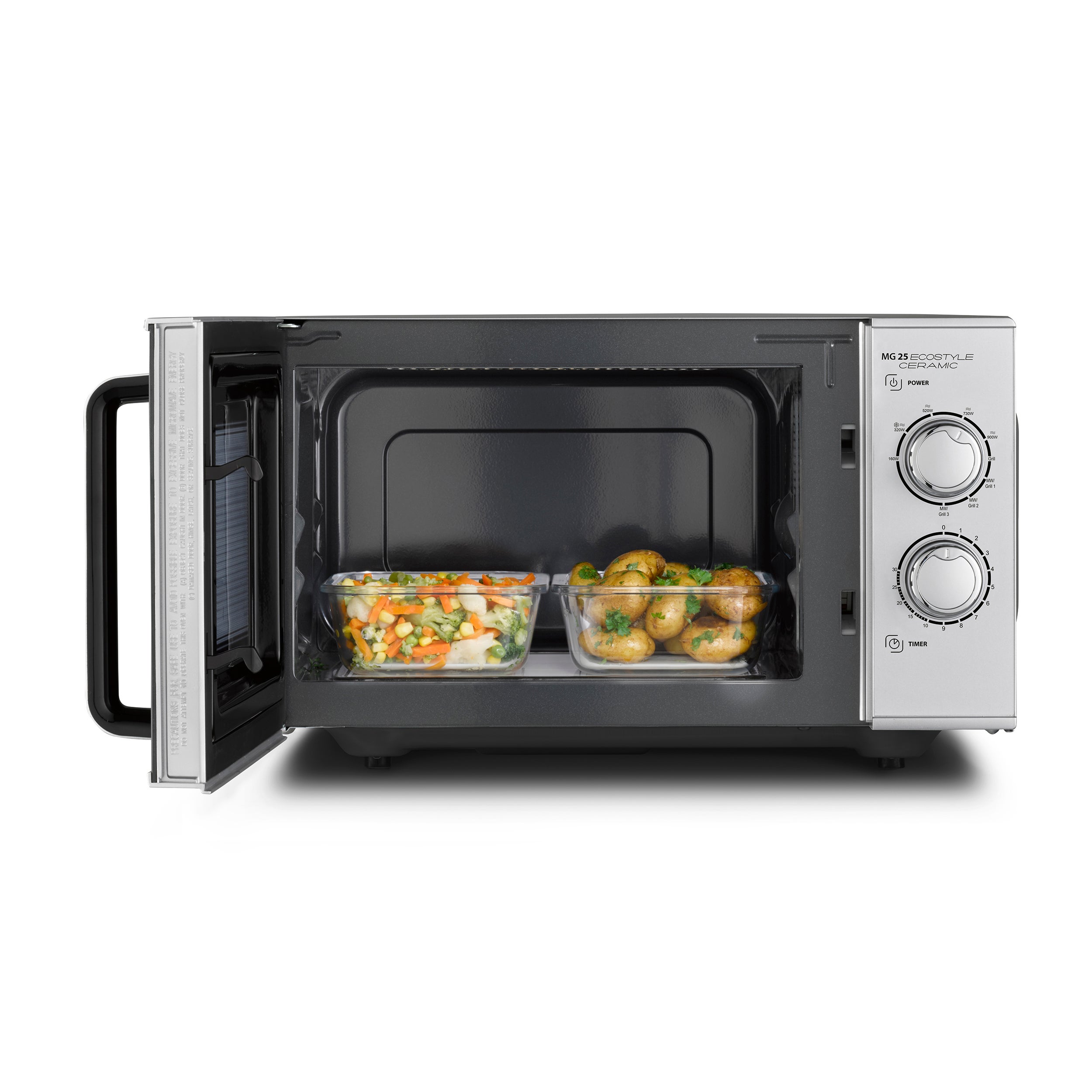 Caso 25L Ecostyle Ceramic Microwave and Grill Silver