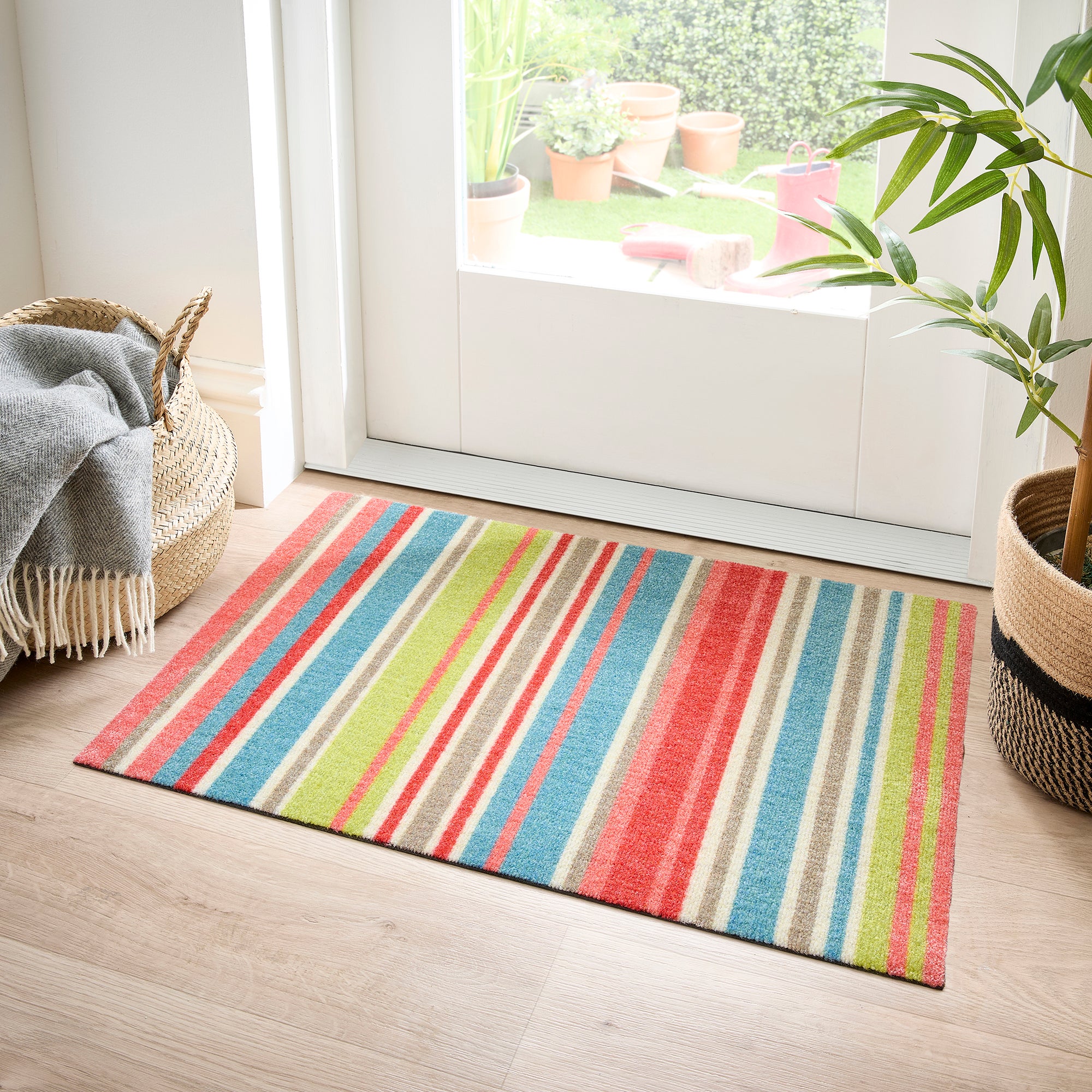 Marvel Bright Stripe Washable Doormat Multicoloured