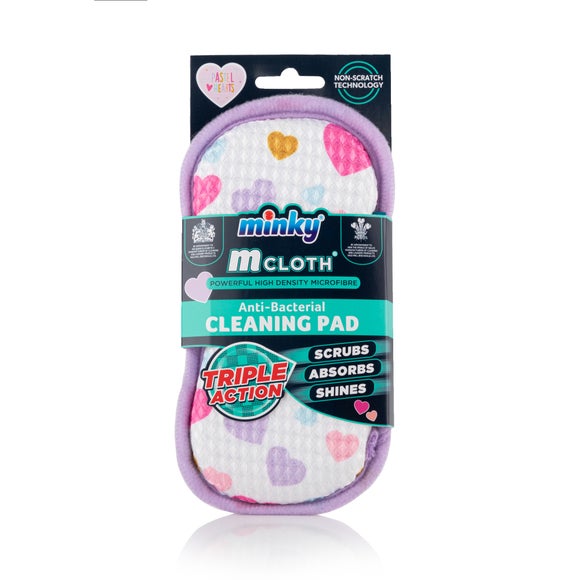 Minky M Cloth Anti Bacterial Pastel Cleaning Pad Love Hearts
