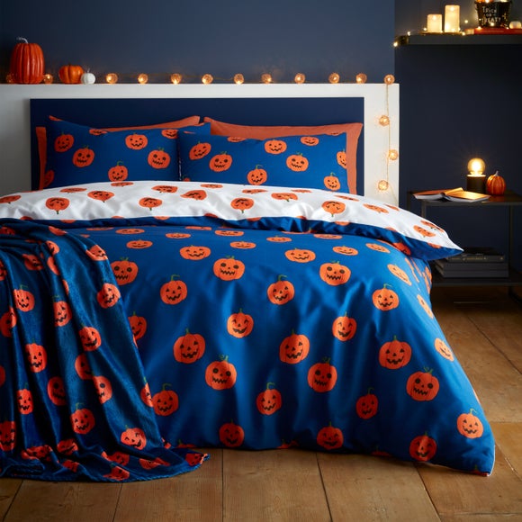 Catherine Lansfield Halloween Pumpkins Polycotton Duvet Cover and