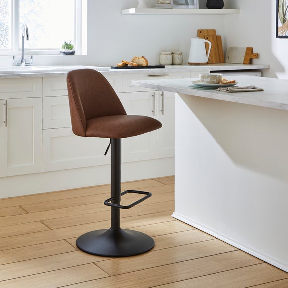 Delaney Adjustable Height Bar Stool Faux Leather