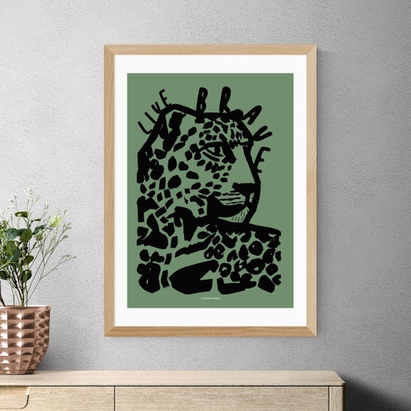 East End Prints Live Brave Green Tiger Print by Wonder and Rah