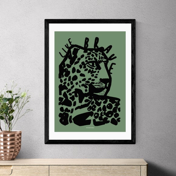 East End Prints Live Brave Green Tiger Print by Wonder and Rah