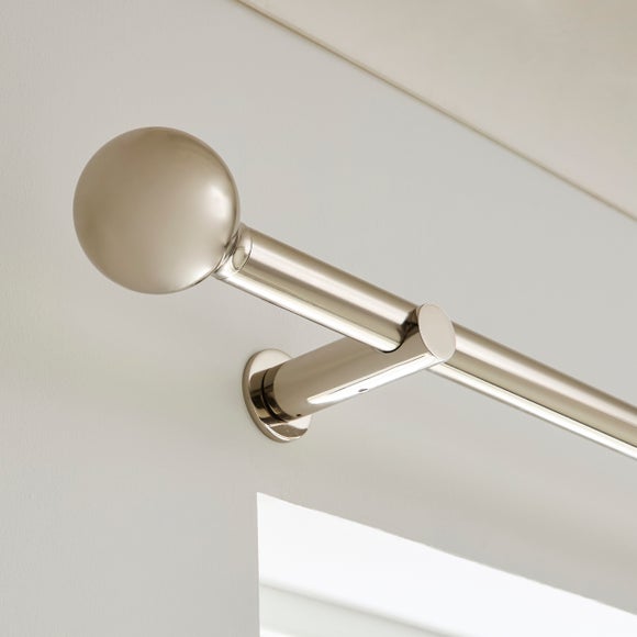 Contemporary Ball Fixed Metal Curtain Pole With Rings