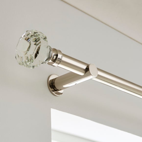 Crystal Gemstone Fixed Metal Curtain Pole With Rings