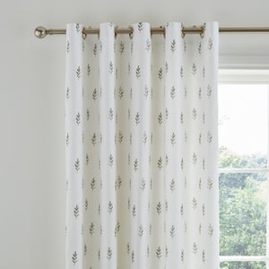Harper Stem Floral Cotton Blackout Eyelet Curtains