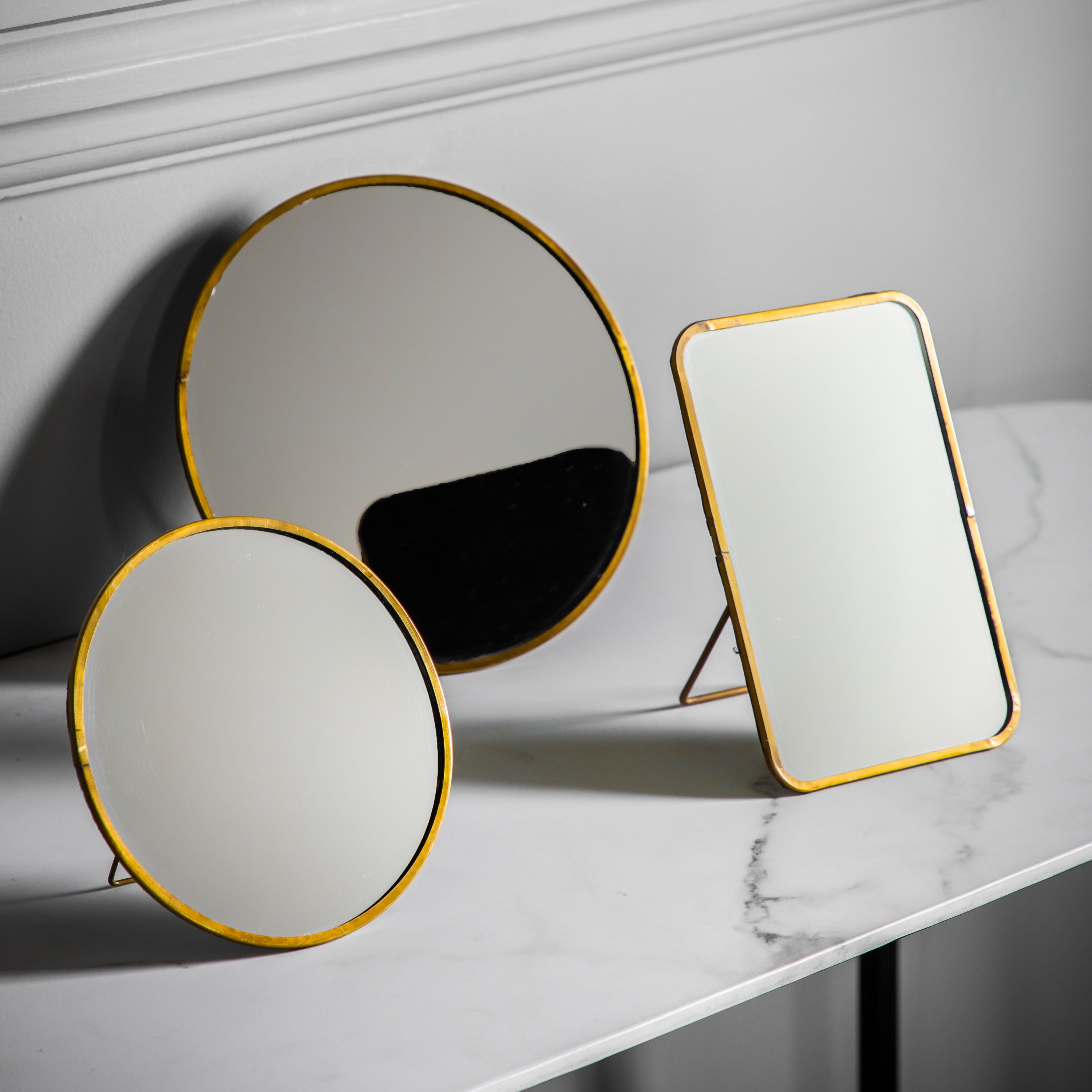 Mitchell Rectangle Free Standing Dressing Table Mirror Brass