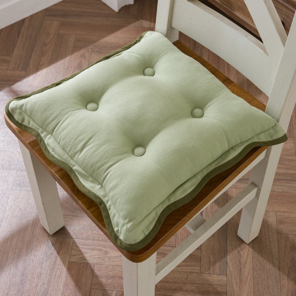 Click to view product details and reviews for Isabelle Scallop Edge Seat Pad Sage.