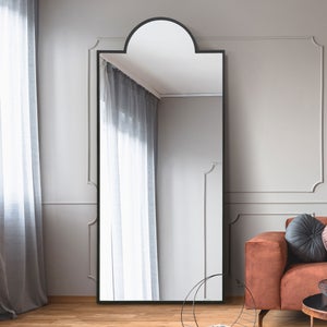 Zenestra Modern Crown Arched Indoor Outdoor Full Length Wall Mirror