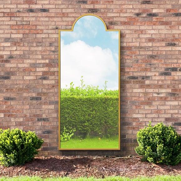 Zenestra Modern Arched Indoor Outdoor Wall Mirror Gold