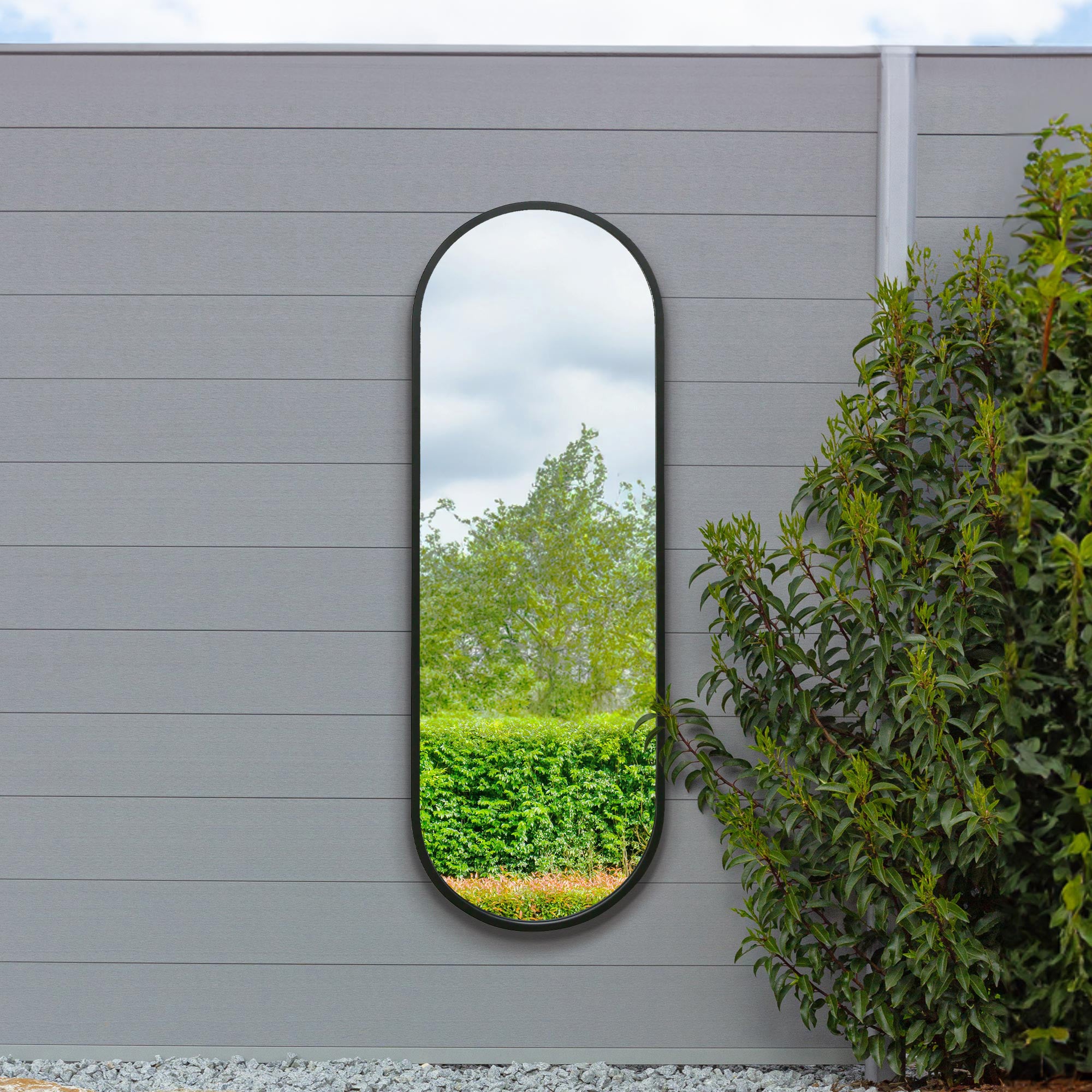 Vultus Oval Indoor Outdoor Full Length Wall Mirror Black