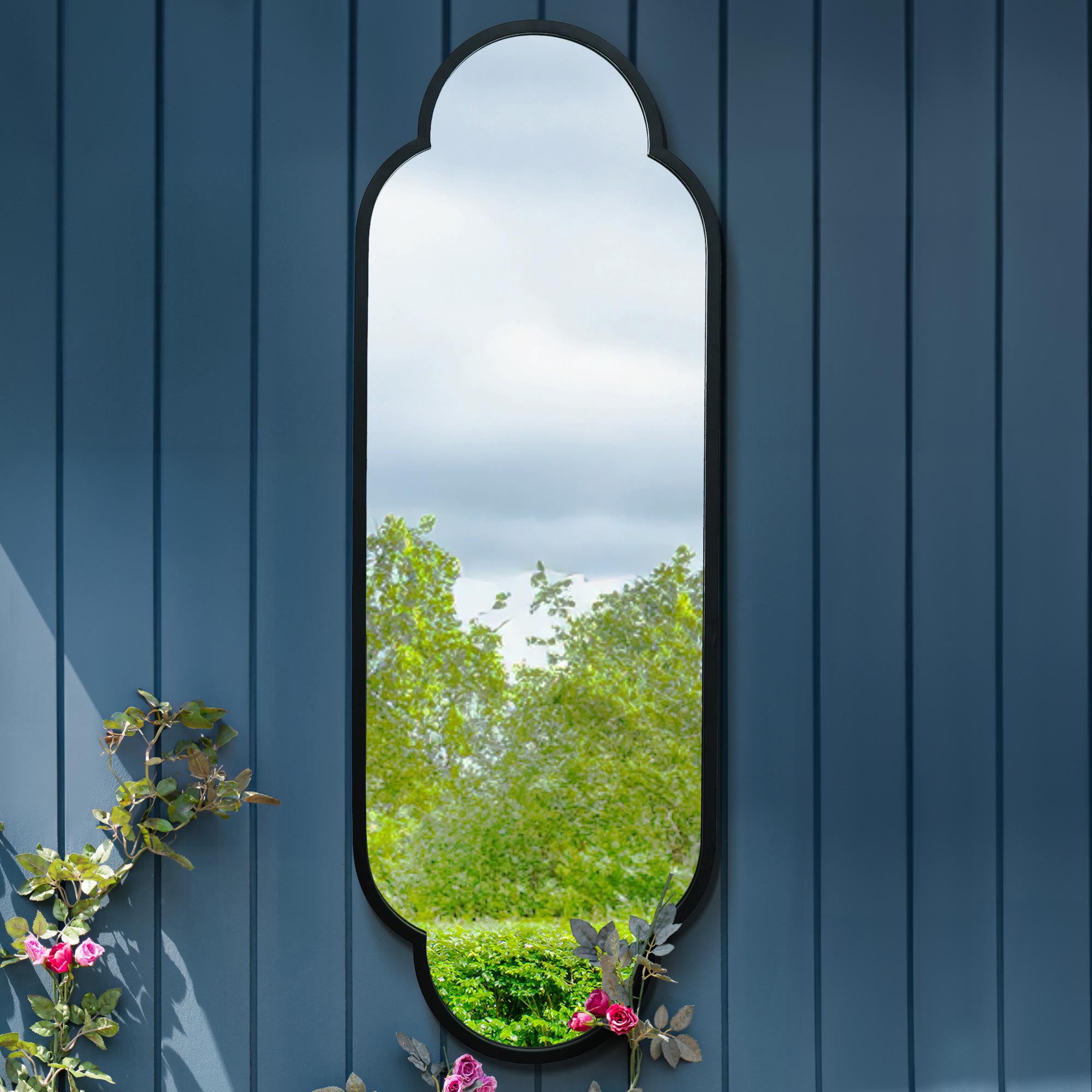 Duplici Oval Indoor Outdoor Full Length Wall Mirror Black