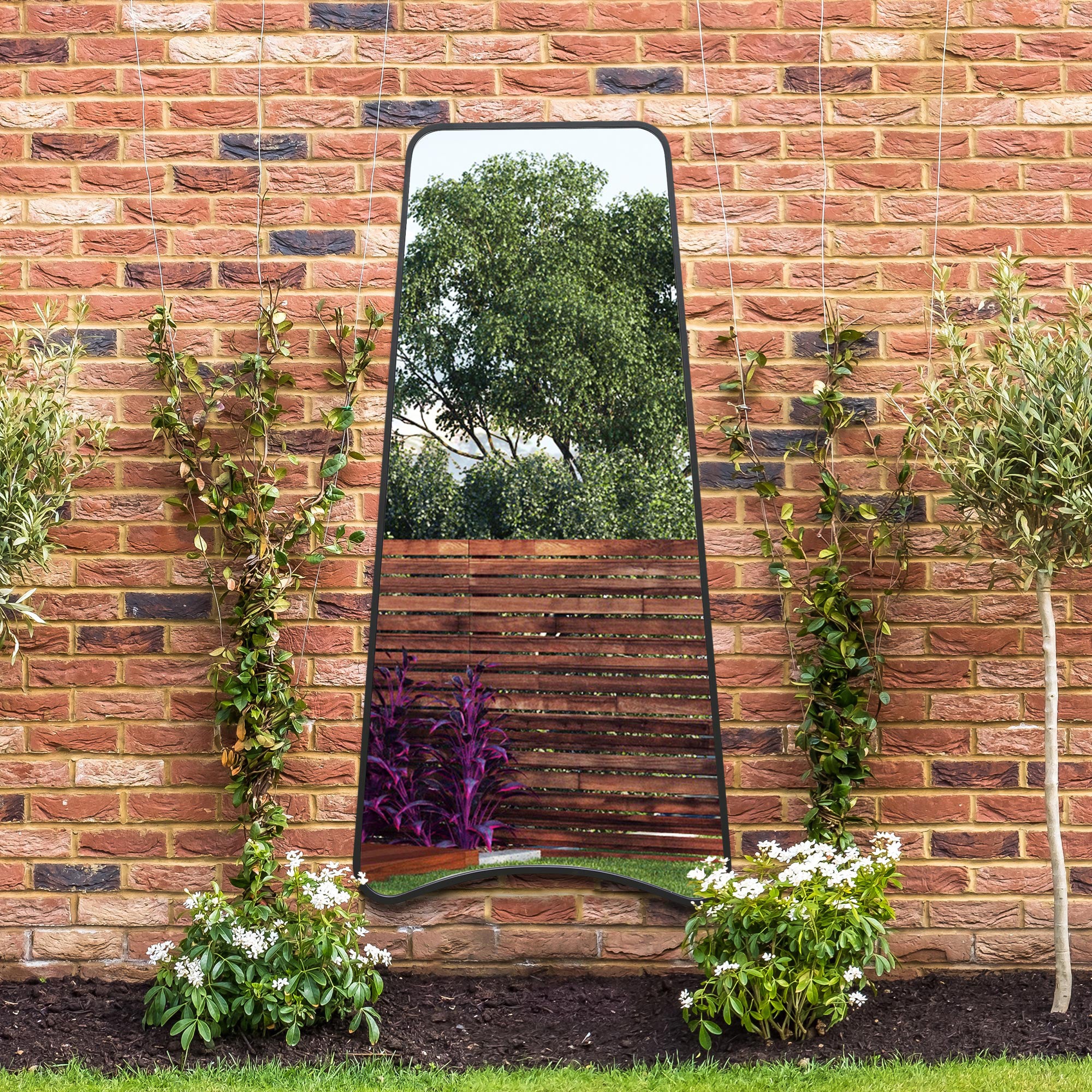 Coartans Abstract Pond Indoor Outdoor Full Length Wall Mirror Black