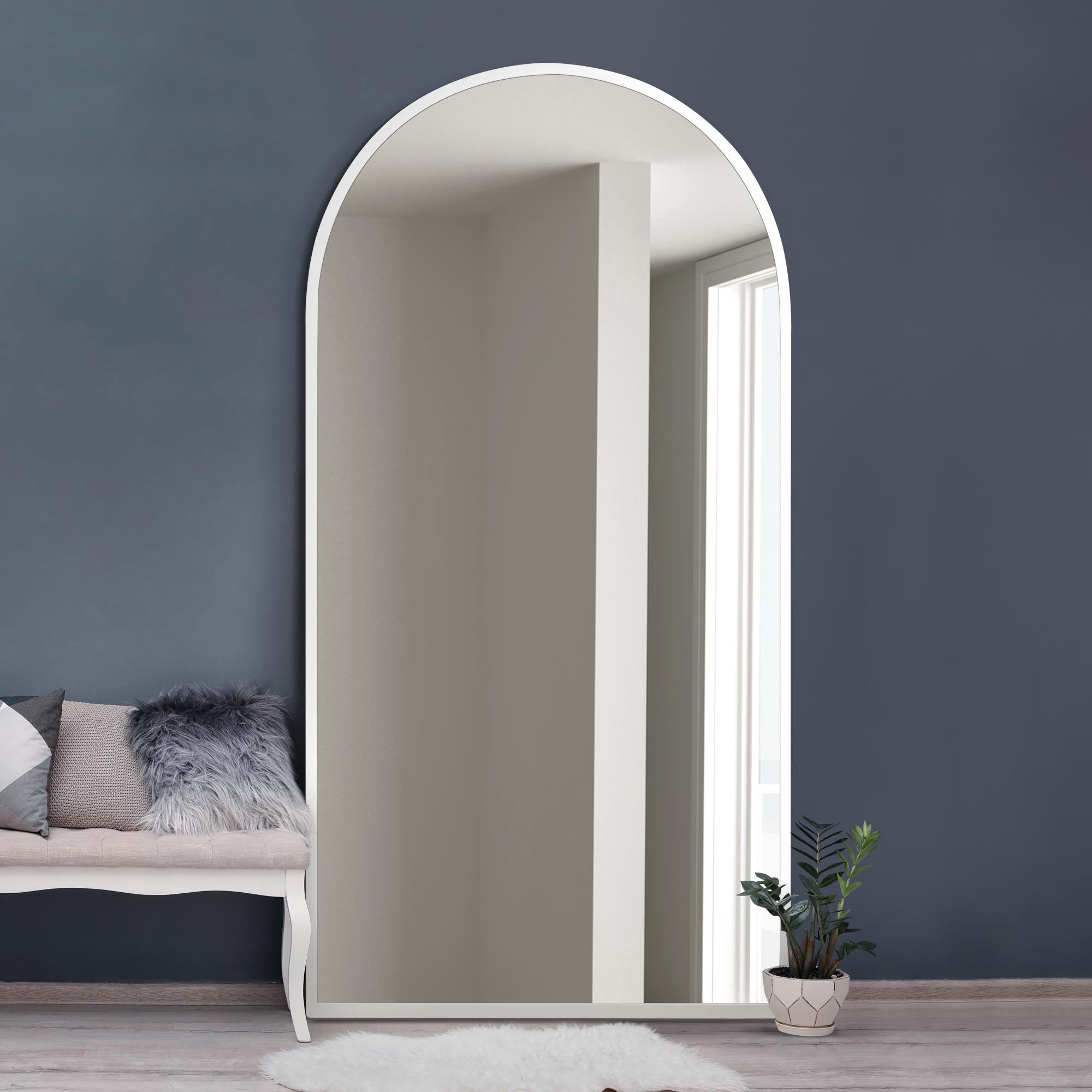 Arcus Framed Arched Wall Mirror White