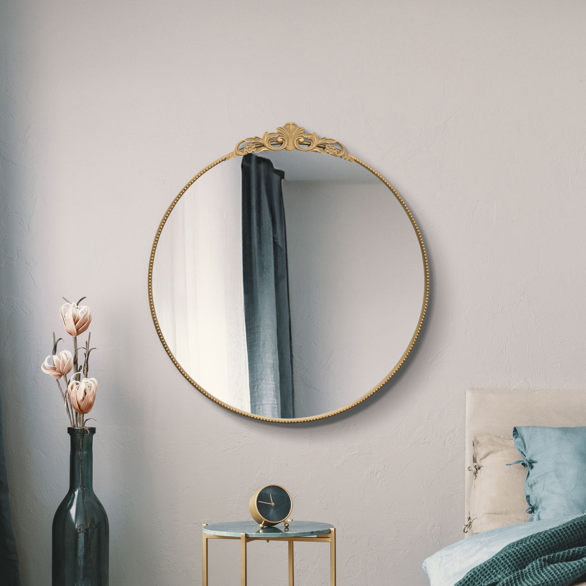 Crown Round Wall Mirror Gold