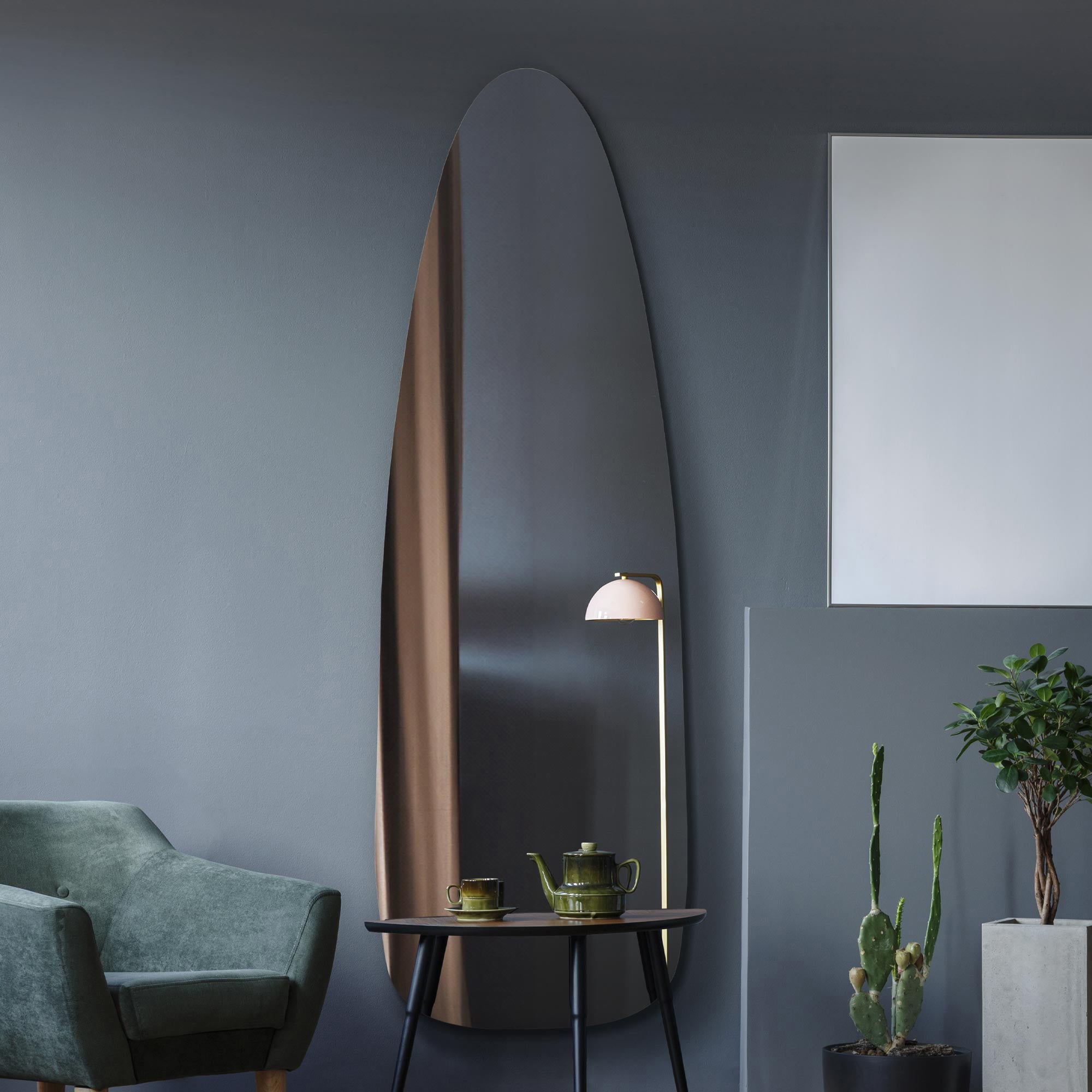 Lacuna Frameless Pond Full Length Wall Mirror Black