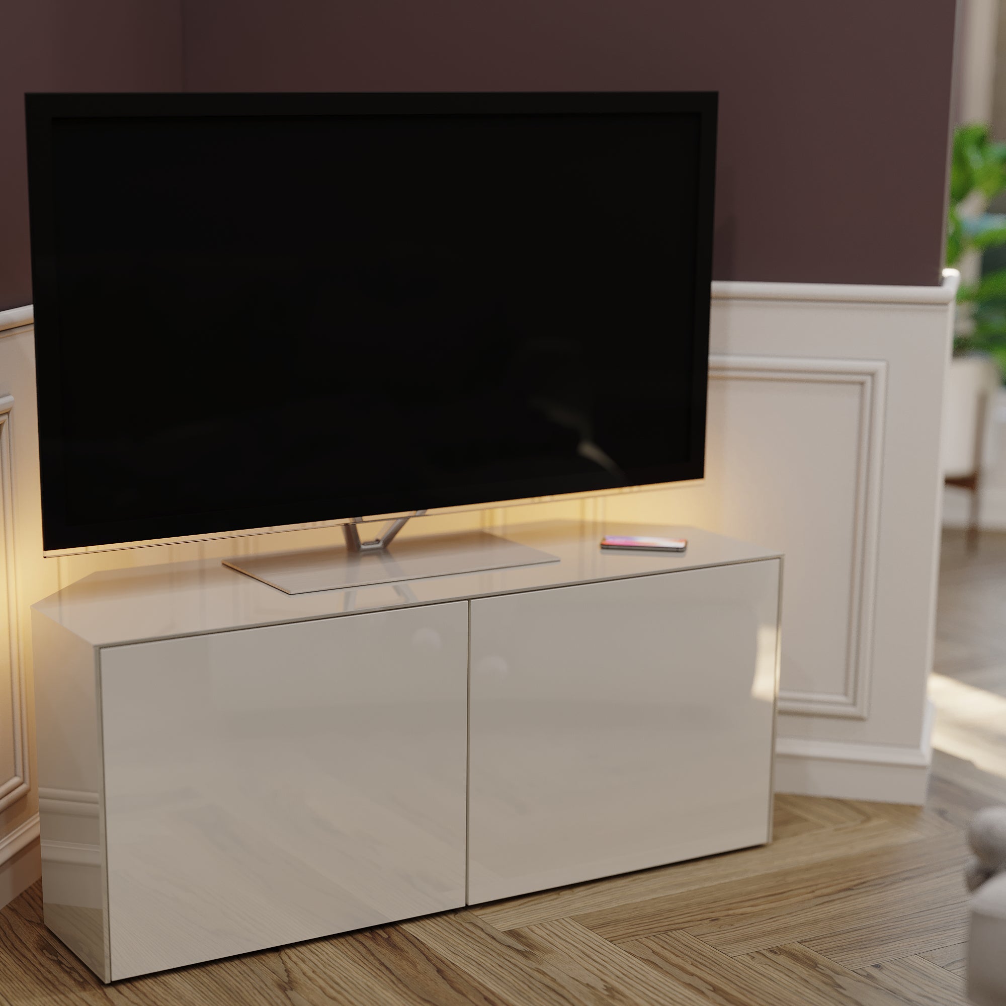 Intel Led Corner Tv Unit For Tvs Up To 50 White