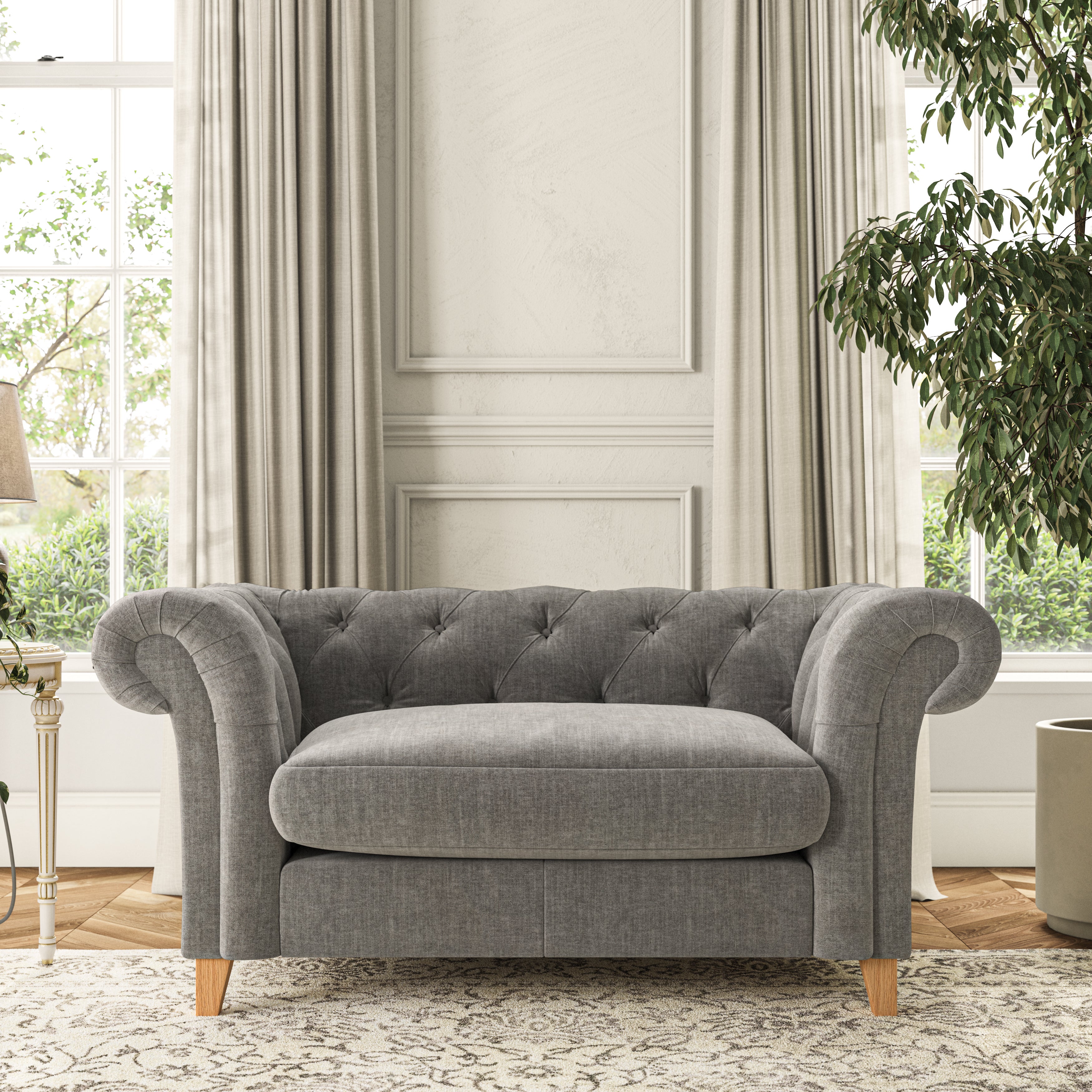 Pimlico Snuggle Chair Tonal Plush Chenille Grey