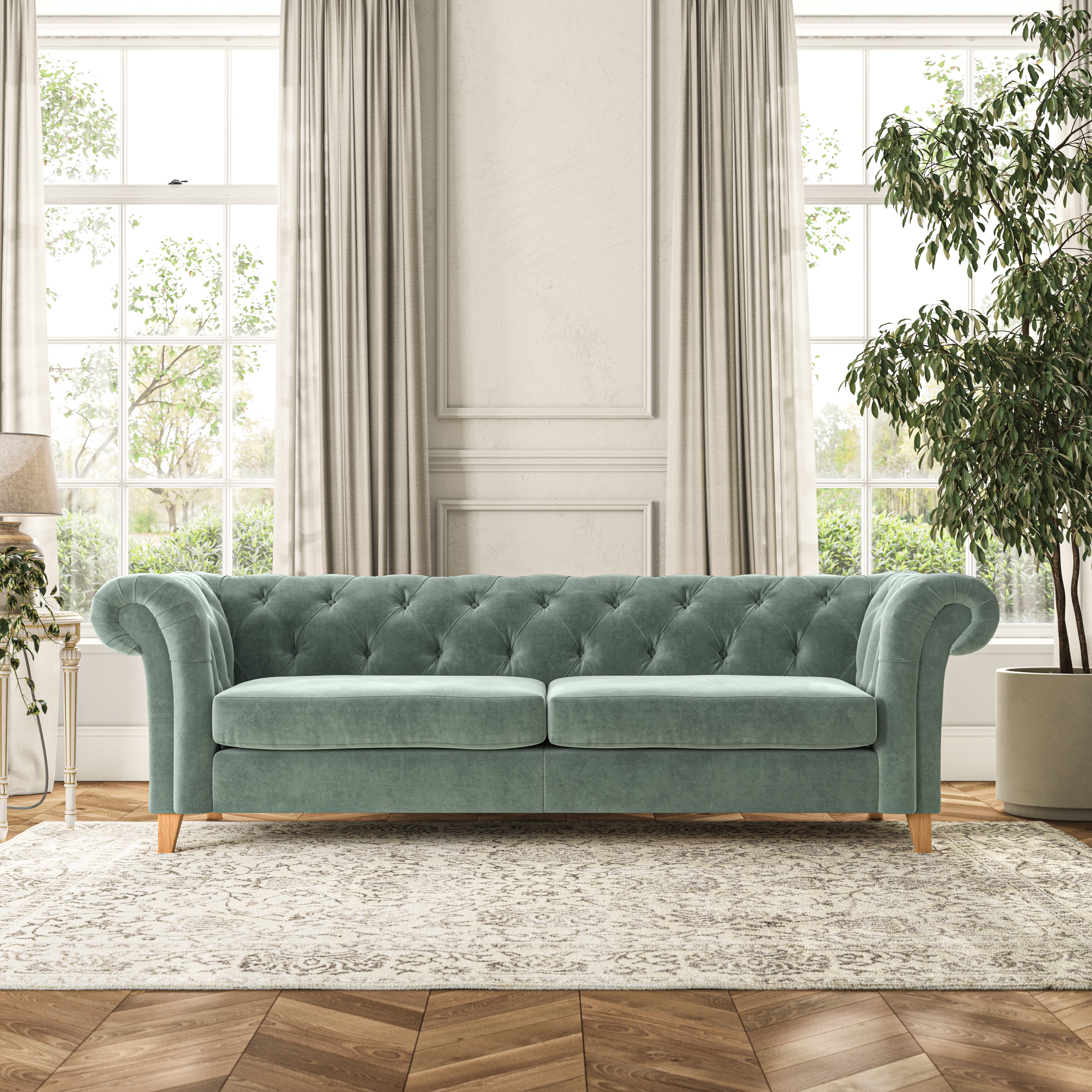 Pimlico 4 Seater Sofa Luxury Velvet Lilypad