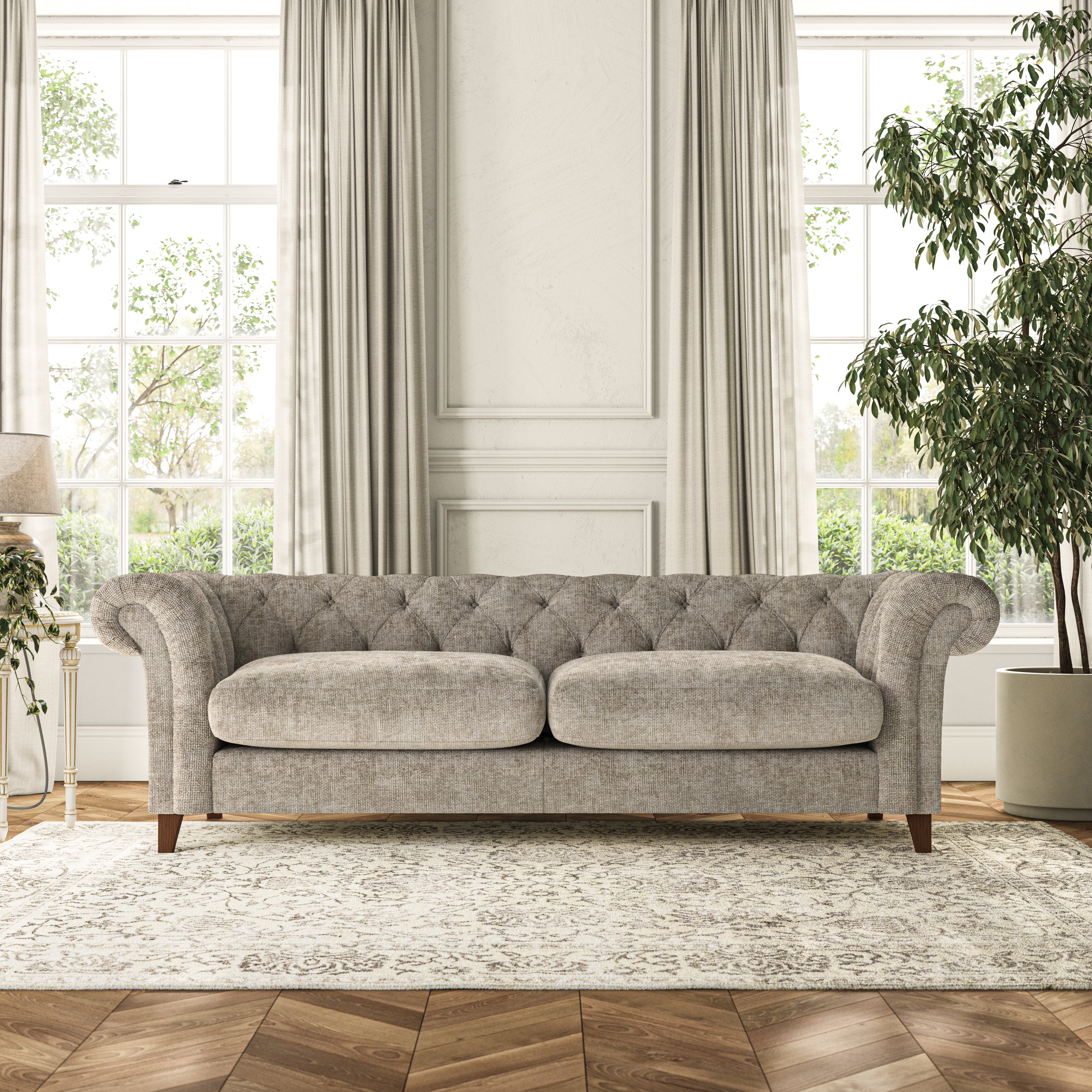 Pimlico 4 Seater Sofa Chunky Chenille Mushroom