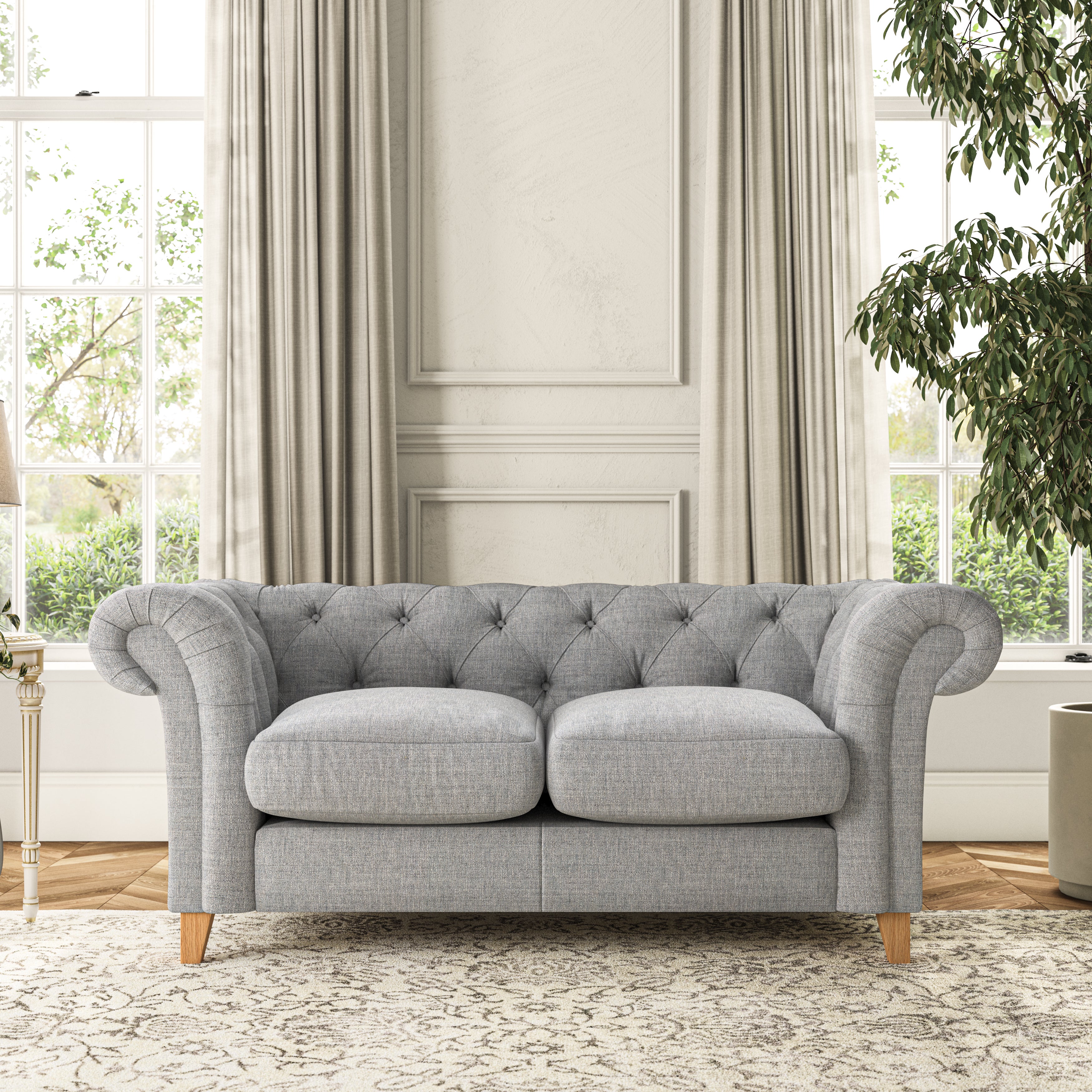 Pimlico Large 2 Seater Sofa Chunky Tonal Weave Silver