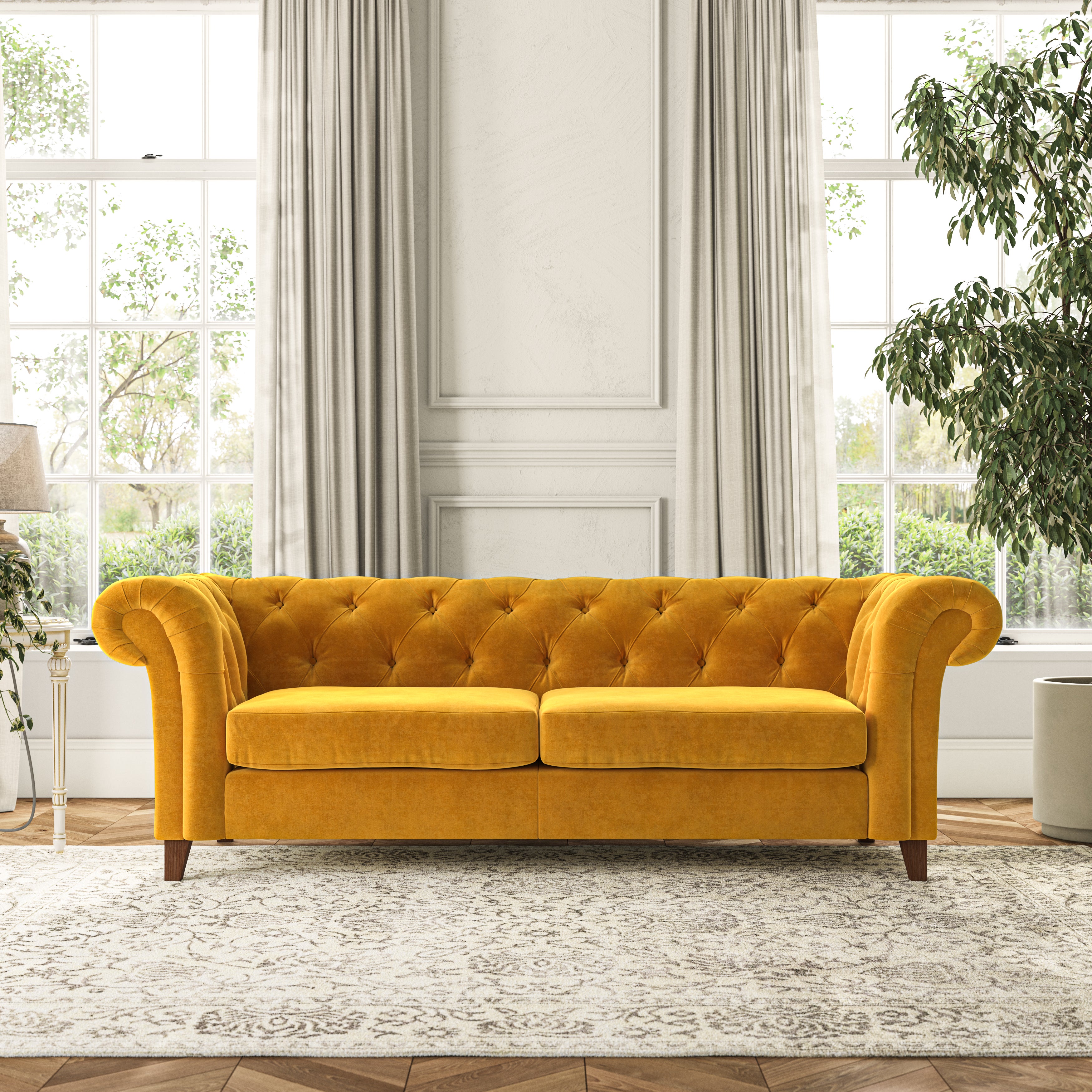 Pimlico Large 3 Seater Sofa Luxury Velvet Old Gold