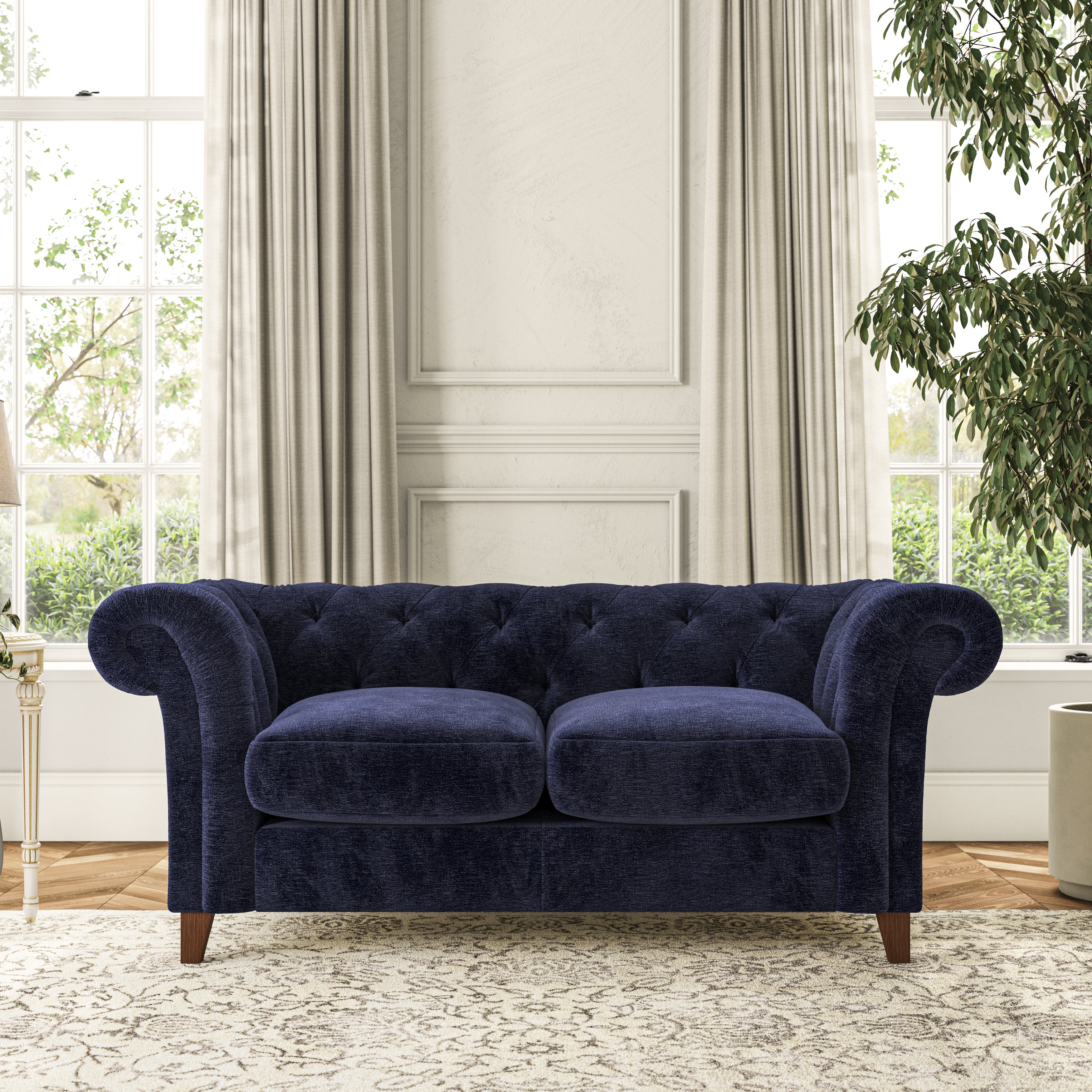 Pimlico Large 2 Seater Sofa Luxury Chenille Luxe Navy