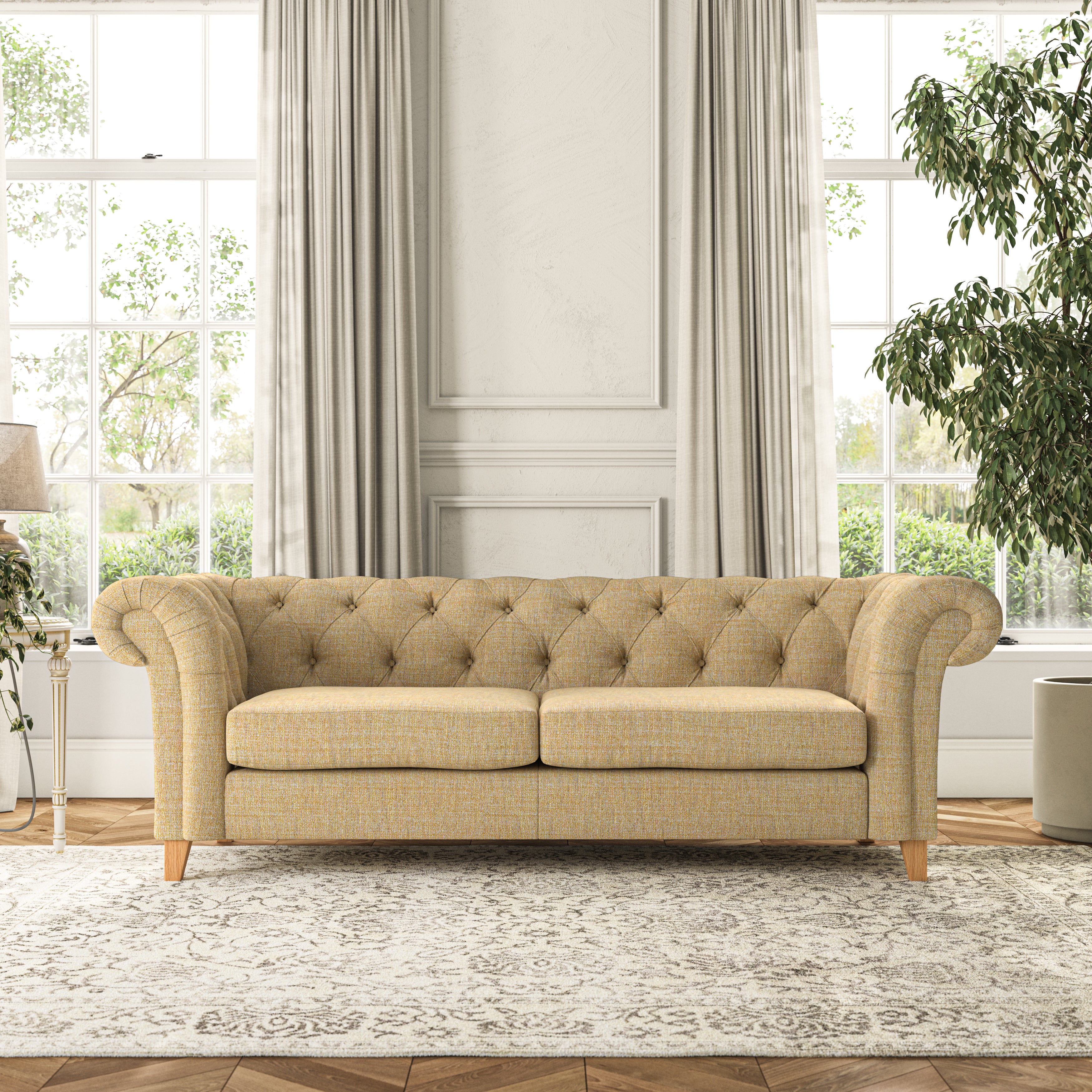 Pimlico Large 3 Seater Sofa Chunky Tonal Weave Ochre