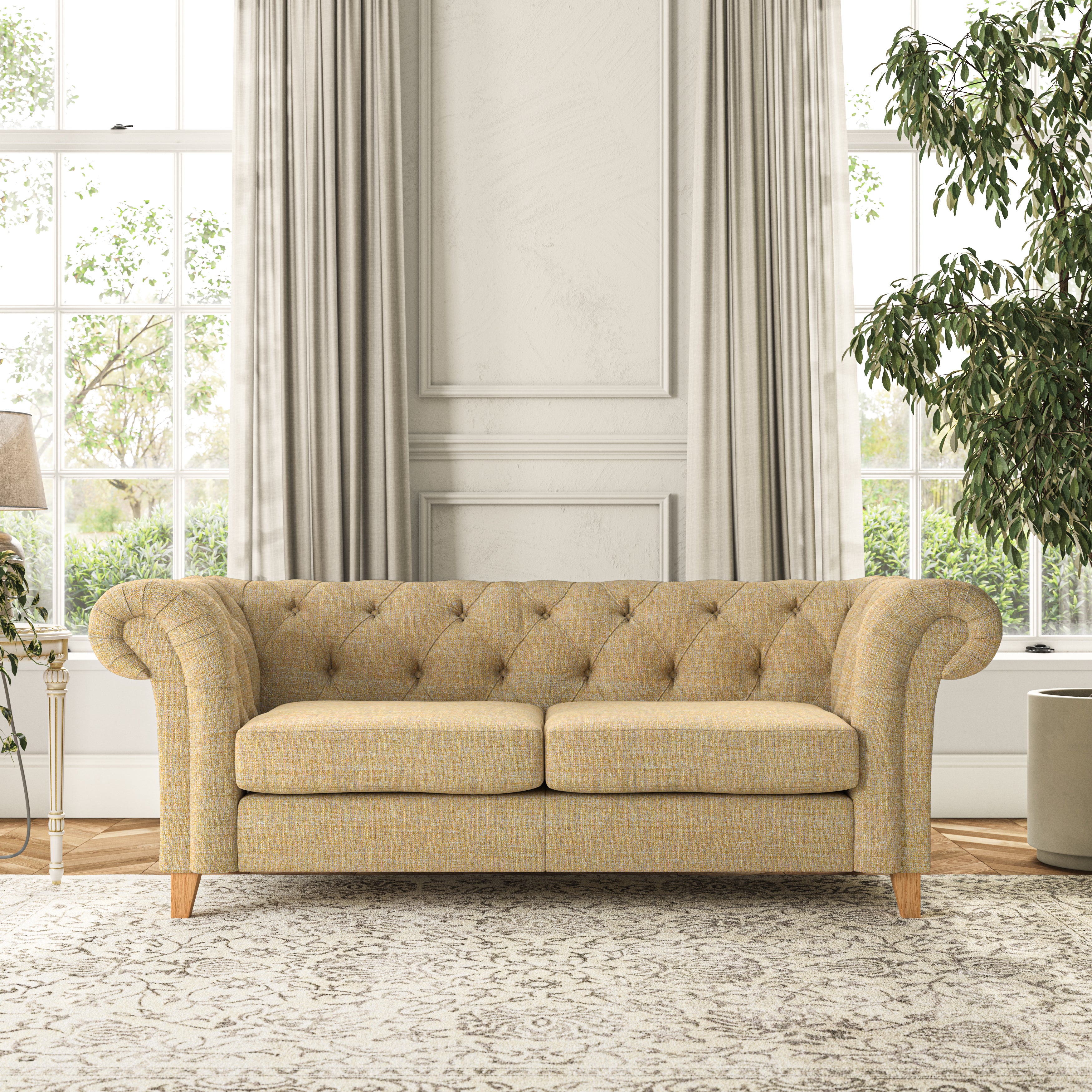 Pimlico 3 Seater Sofa Chunky Tonal Weave Ochre