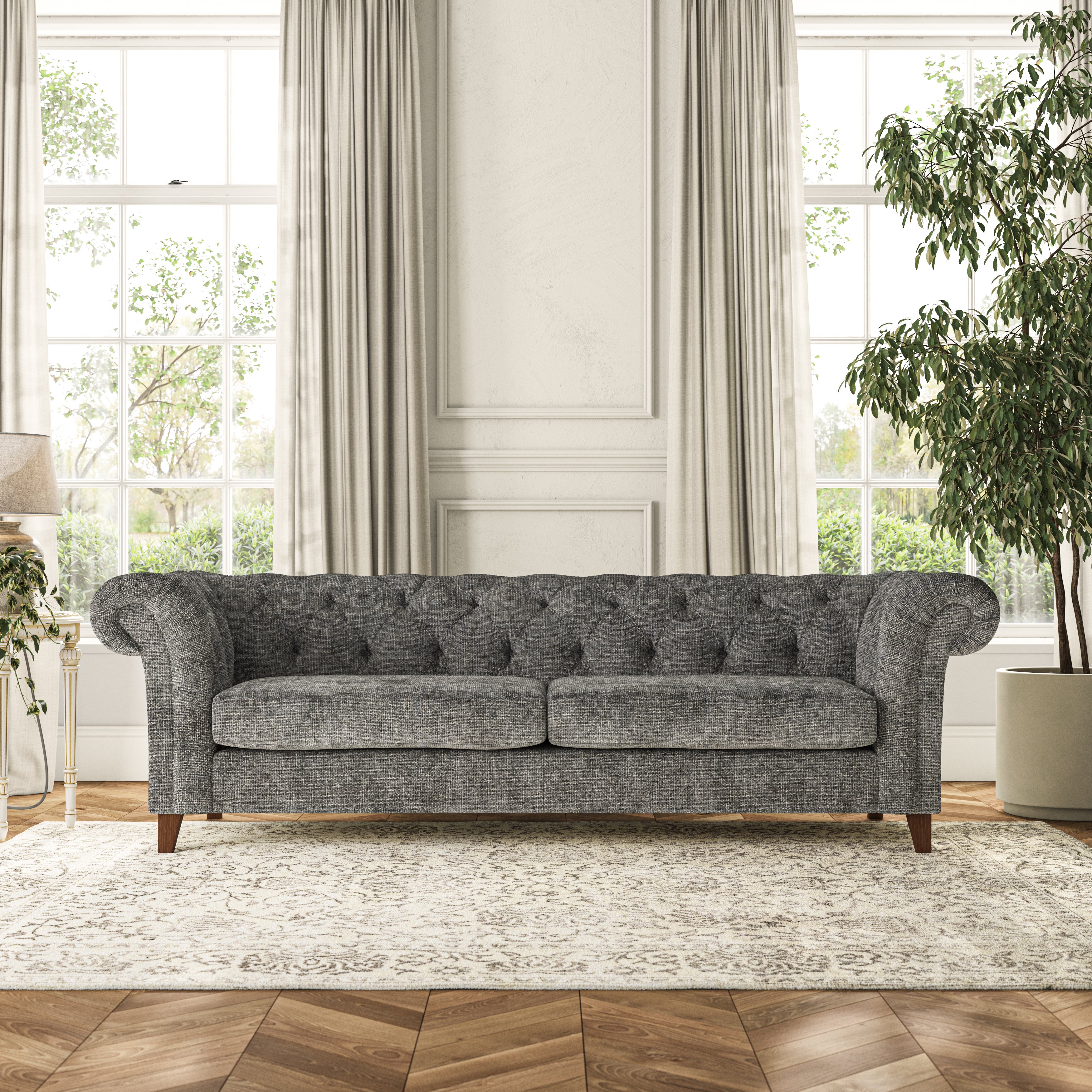 Pimlico 4 Seater Sofa Chunky Chenille Charcoal