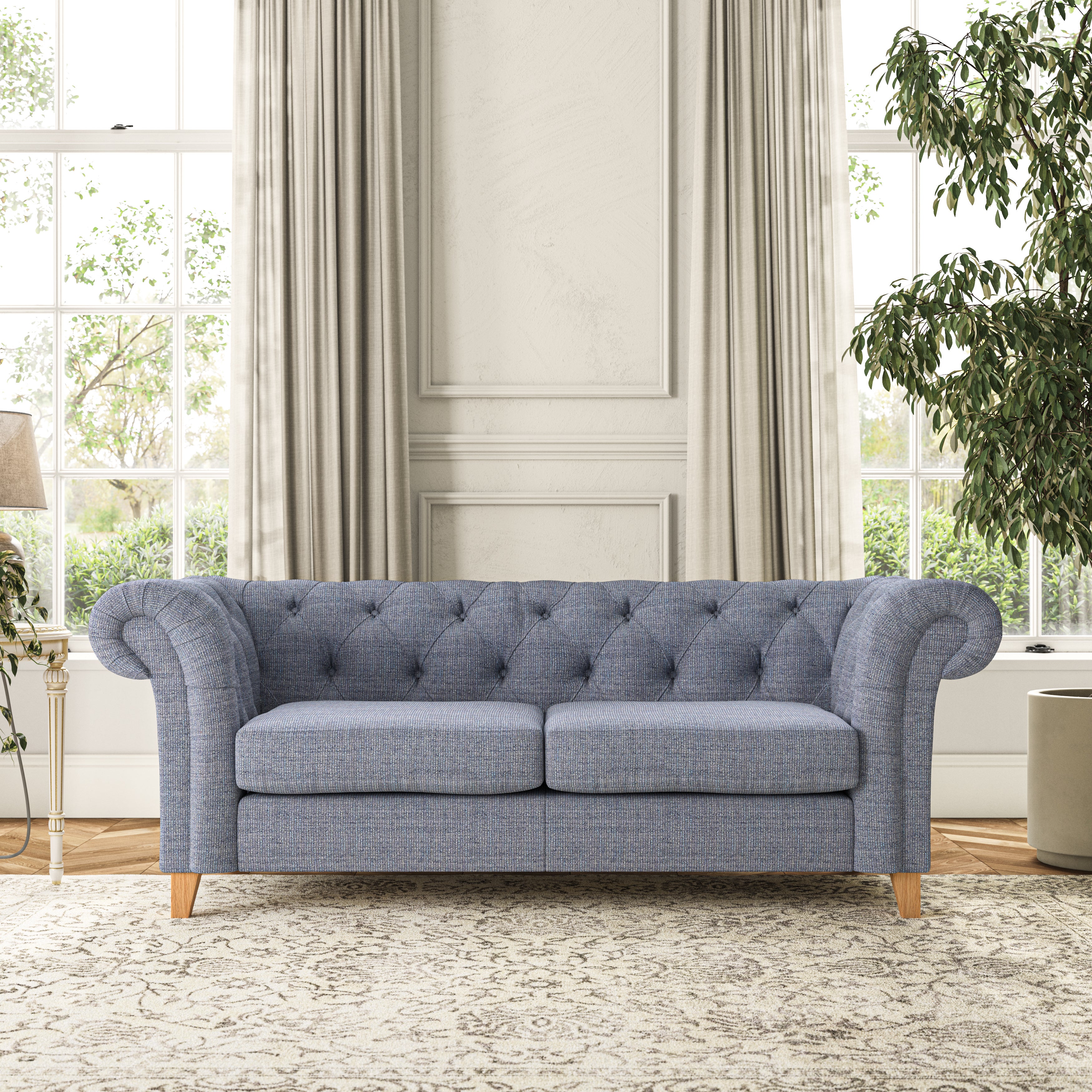 Pimlico 3 Seater Sofa Chunky Tonal Weave Navy