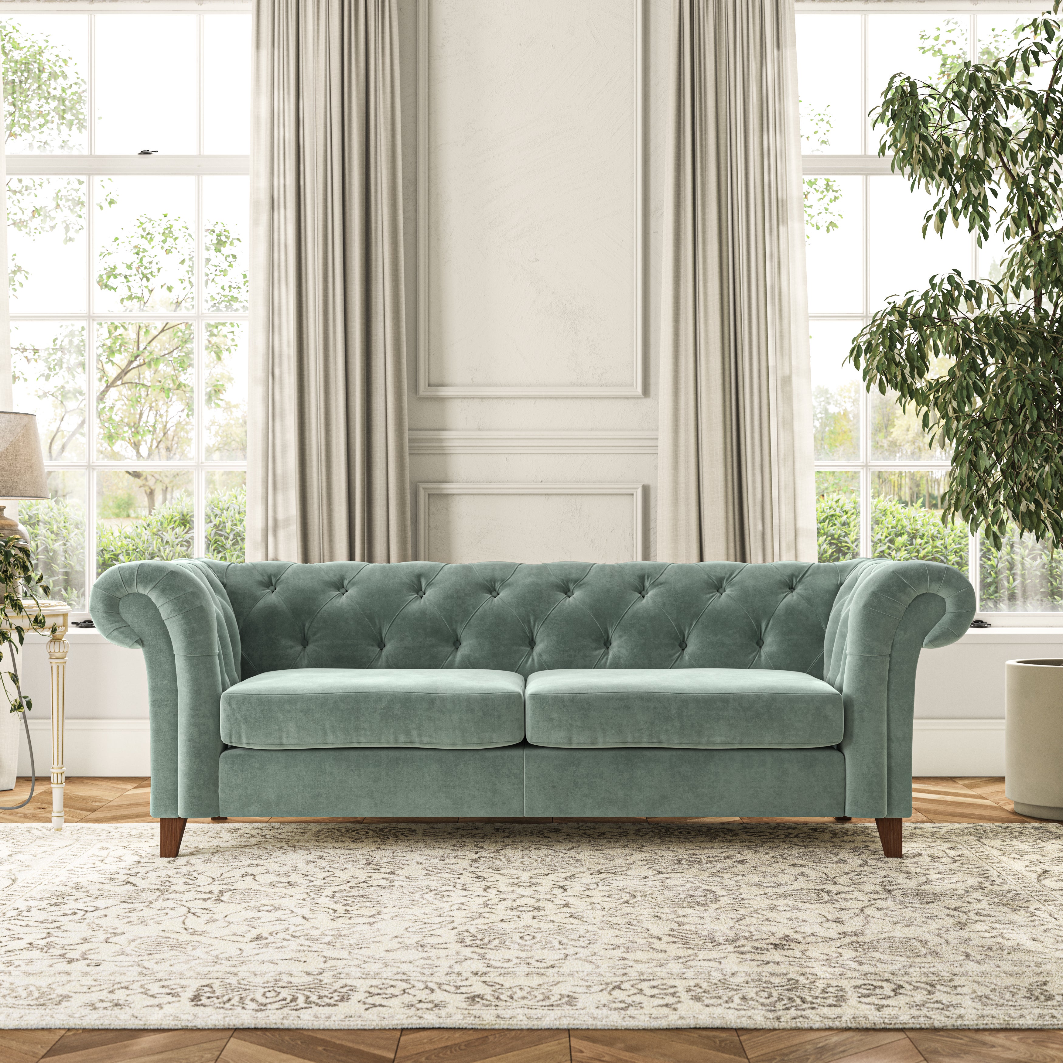 Pimlico Large 3 Seater Sofa Luxury Velvet Lilypad